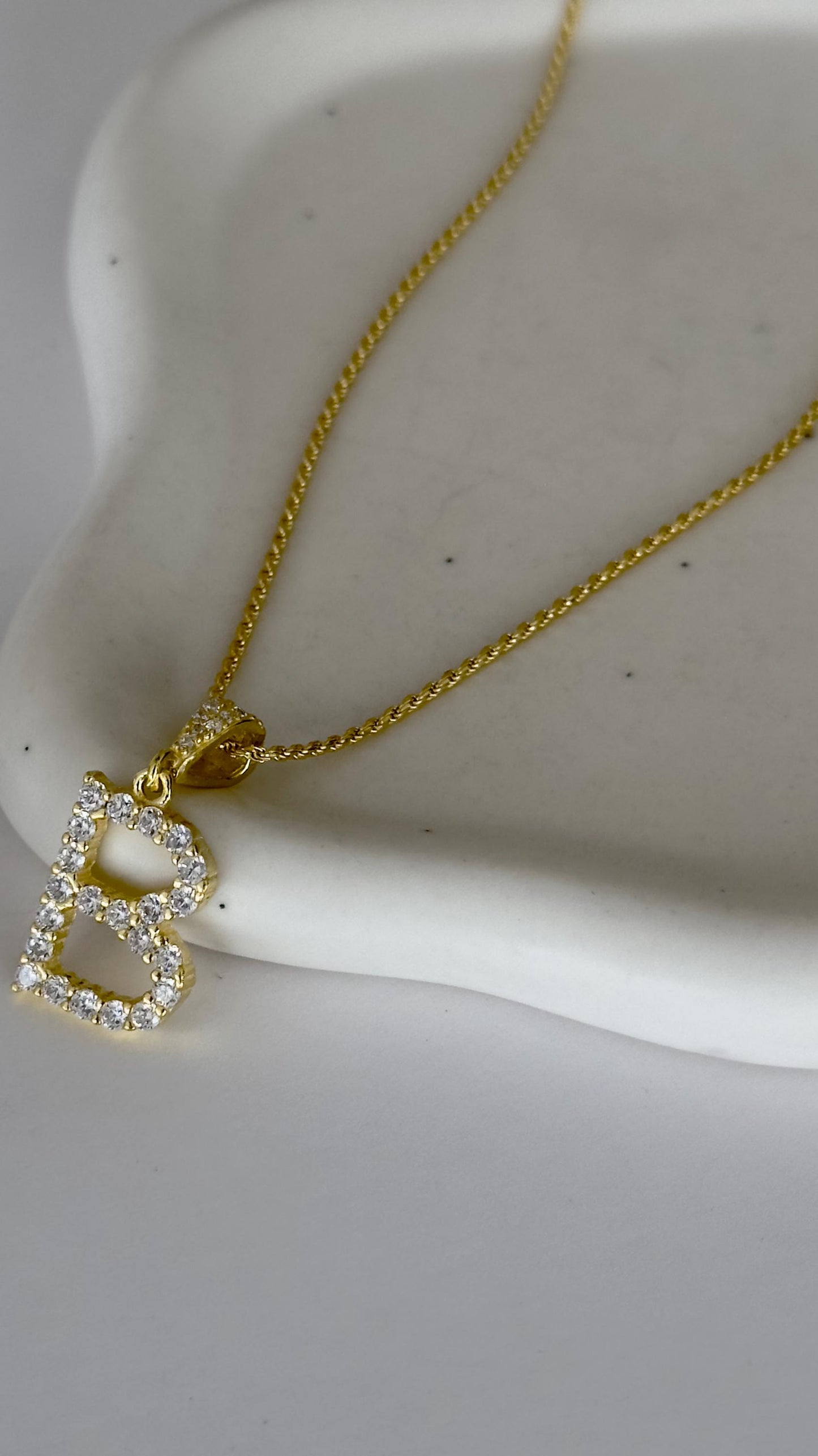 CZ Diamond Initial Necklace: 14k Gold Plated Sterling Silver Personalized Jewelry  Men Women