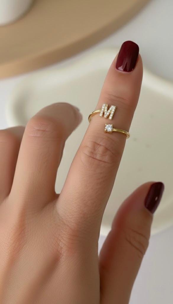 CZ Diamond Initial Ring ‚Äì 14k Gold Plated Personalized Letter Jewelry