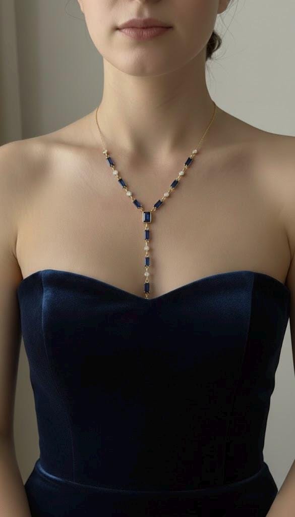 Elegant long Y necklace for women in sterling silver