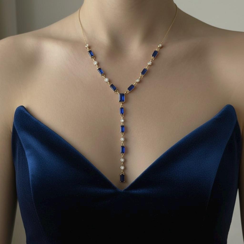 Dainty long Y lariat necklace for women gift