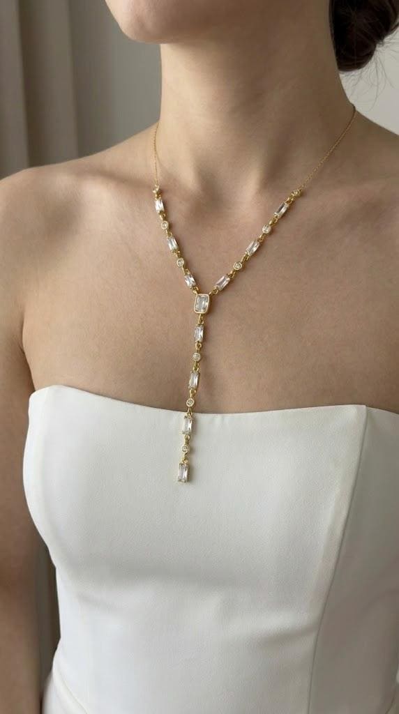 Bridal lariat necklace elegant wedding jewelry