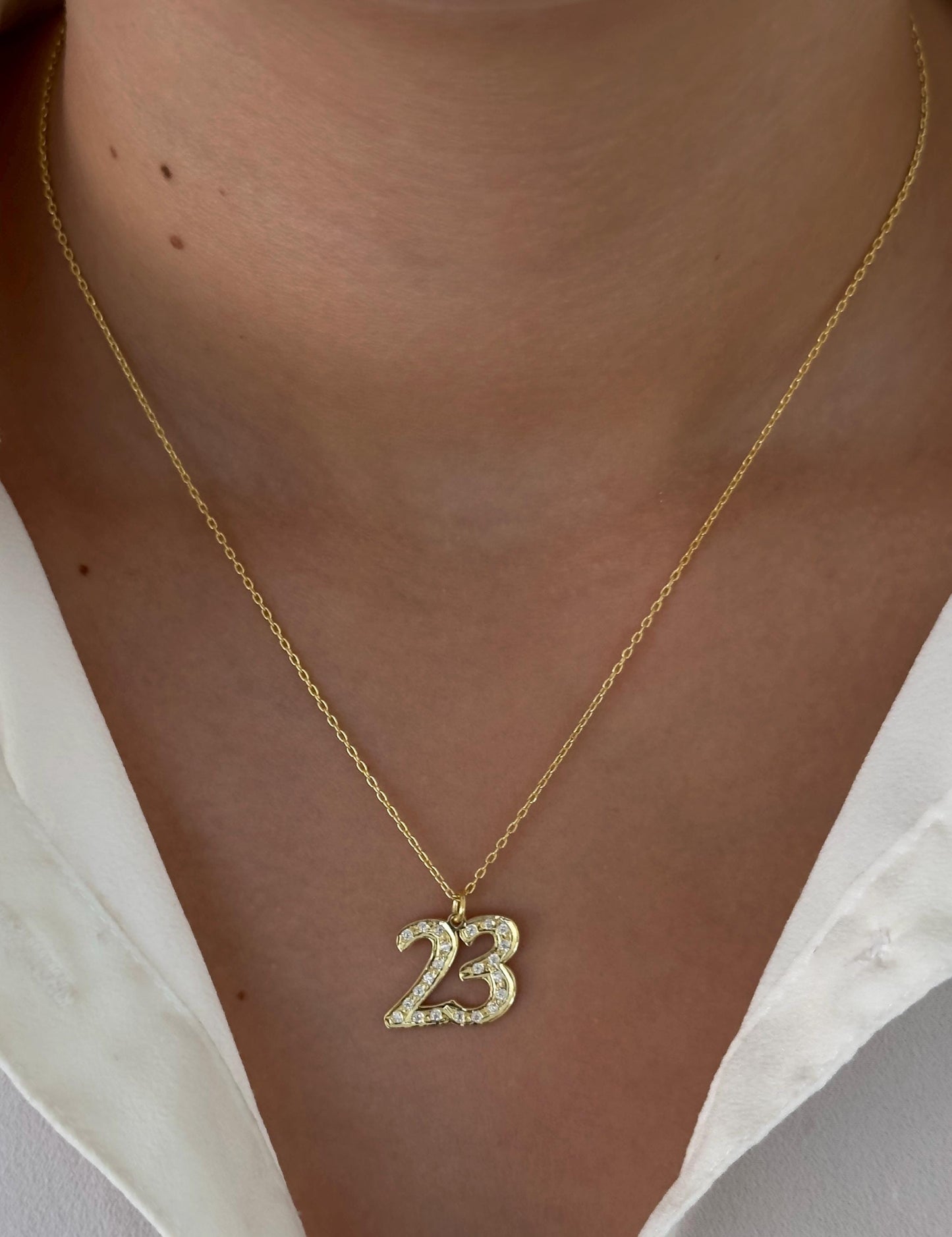 CZ Diamond Number Pendant: 925 Sterling Silver Personalized Necklace