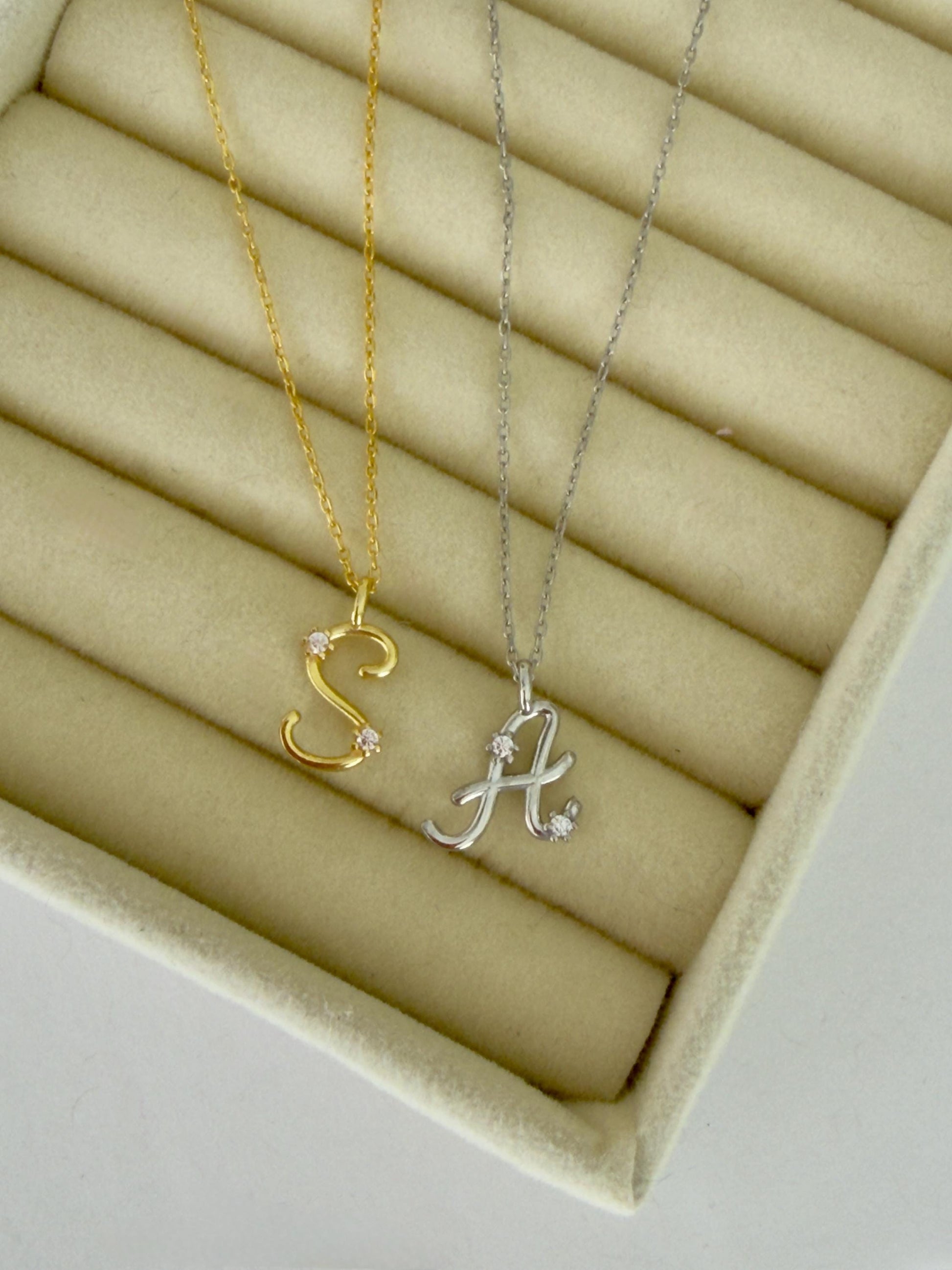 Layered initial necklace styling idea