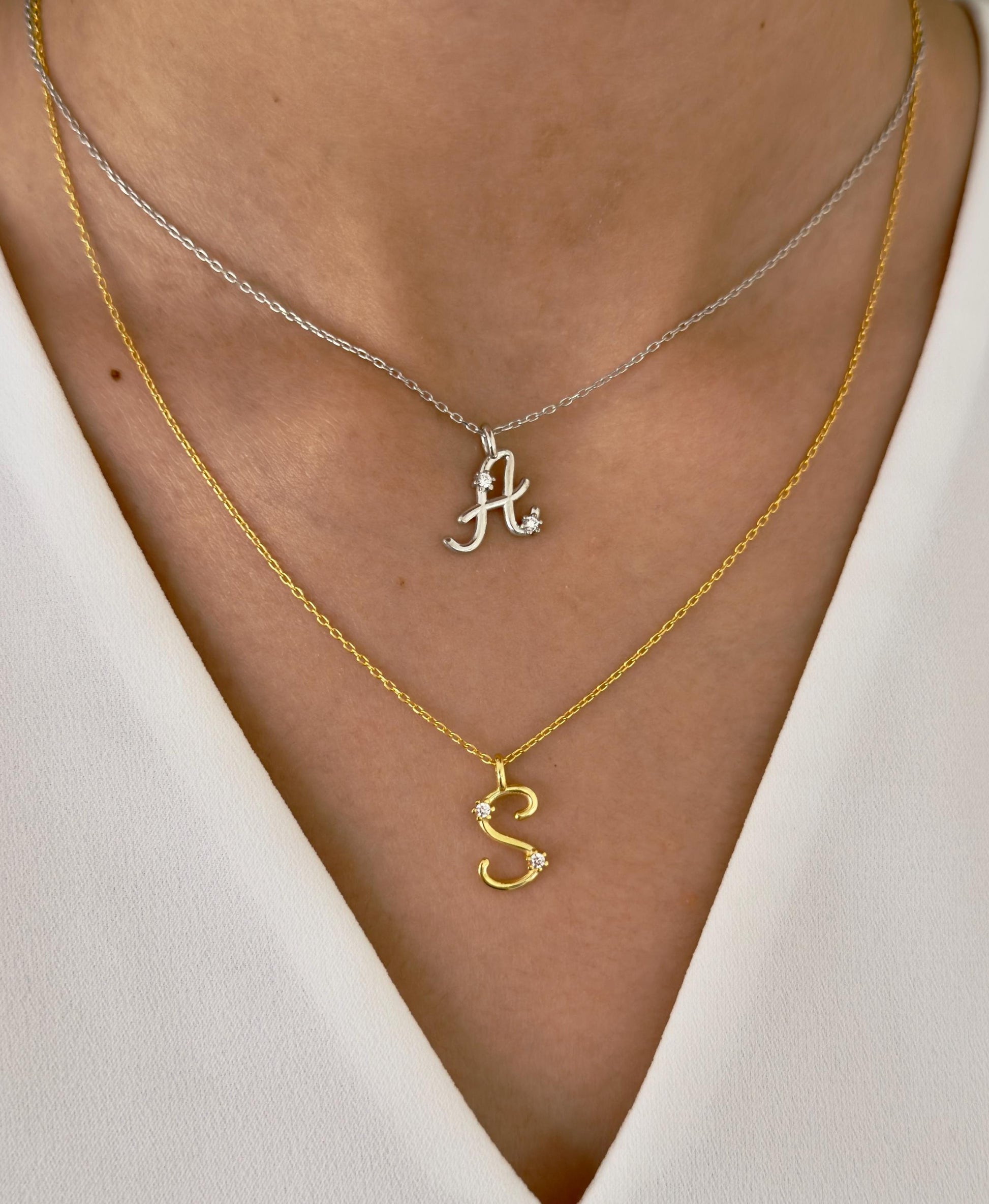 Dainty initial necklace for layering jewelry
