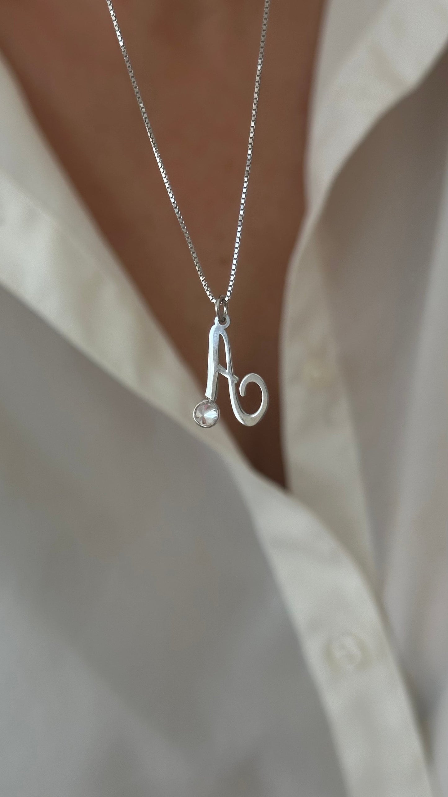 CZ Initial Pendant Necklace: 14k Gold Plated Sterling Silver Minimalist Layering Jewelry
