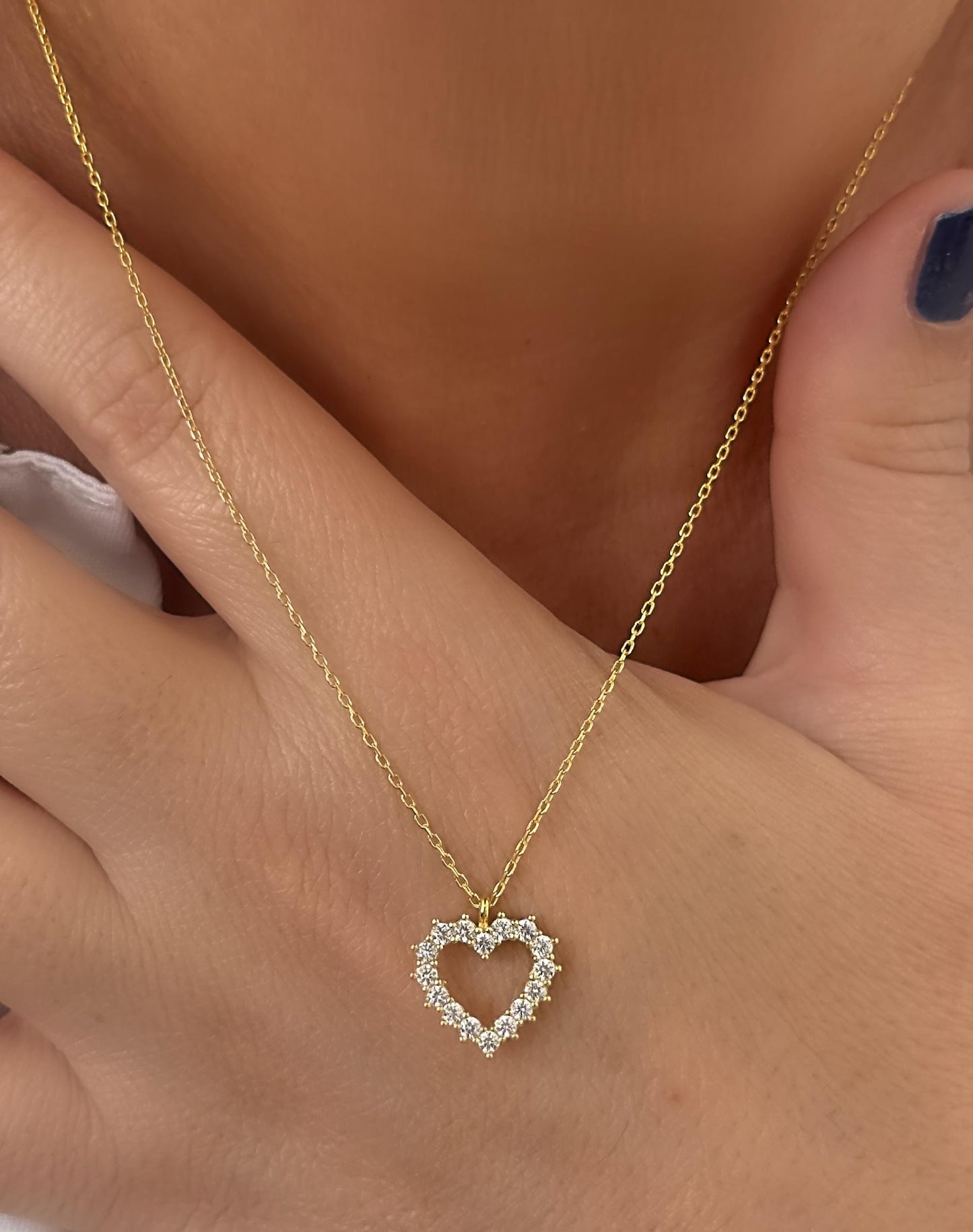 CZ Stone Heart Necklace: Diamond Pendant, Sterling Silver Gold Rose, Jewelry Gift Girlfriend Bridesmaid