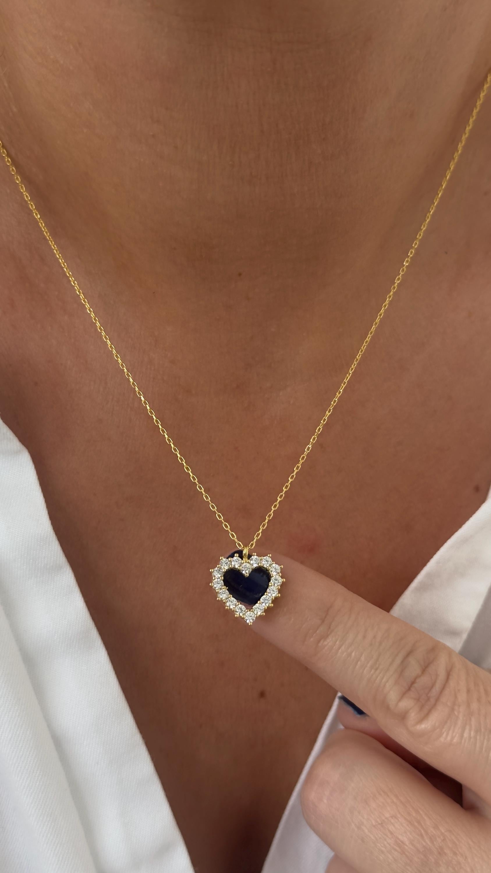 CZ Stone Heart Necklace: Diamond Pendant, Sterling Silver Gold Rose, Jewelry Gift Girlfriend Bridesmaid