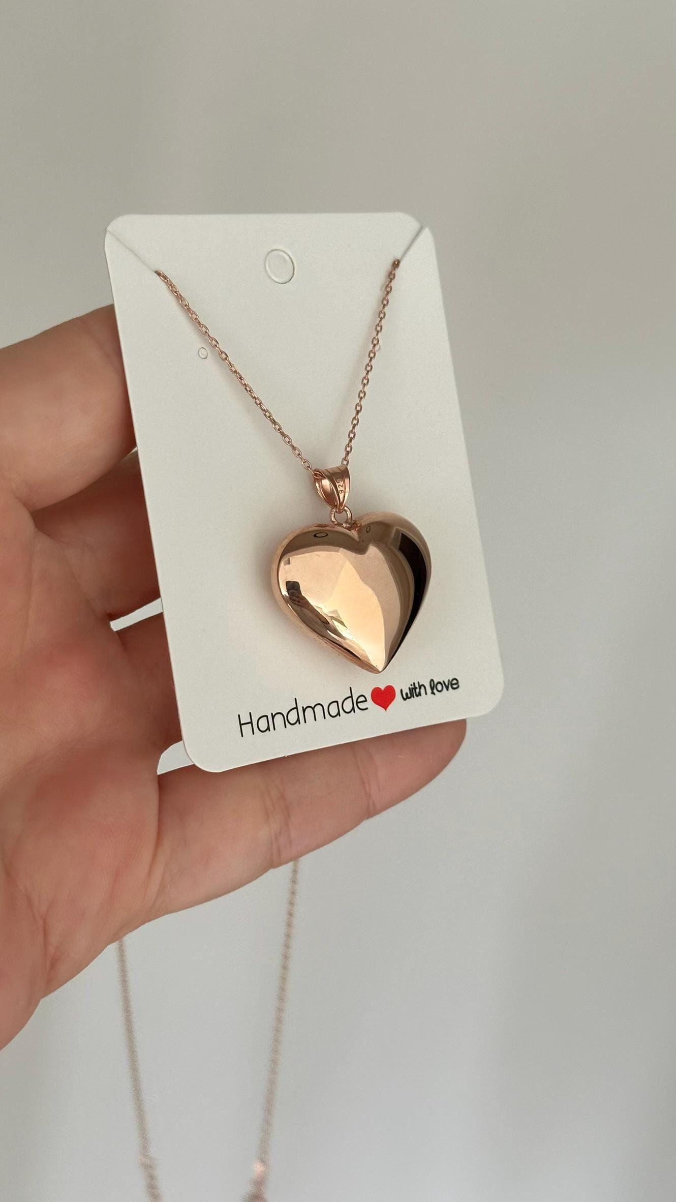Chubby Sterling Silver Heart Pendant Necklace, Gold Plated Layering Jewelry