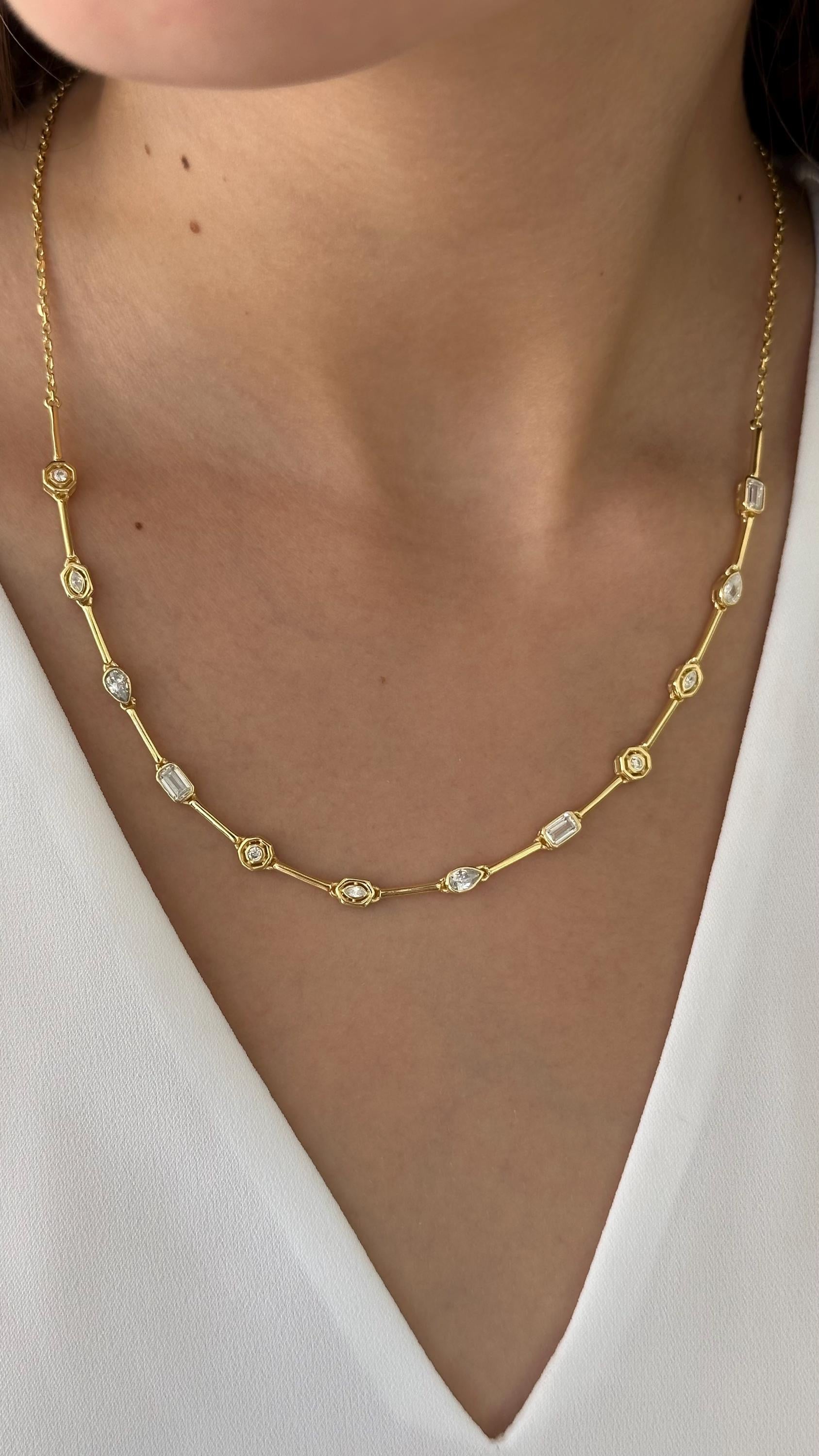 Colorful CZ Gemstone Necklace, 14k Gold Sterling Silver Layering Crystal Jewelry Gift