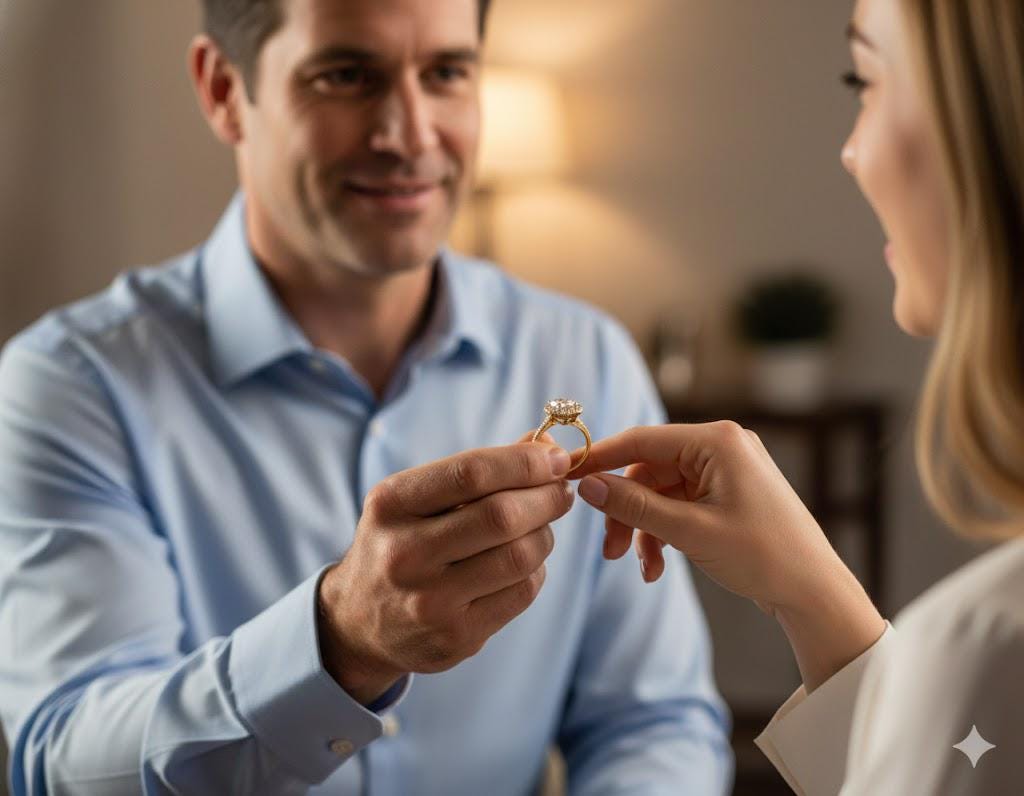 Personalized couple's initial diamond ring. Custom jewelry gift for wife or girlfriend on birthday, anniversary, Mother's day, Valentine's day, Christmas.