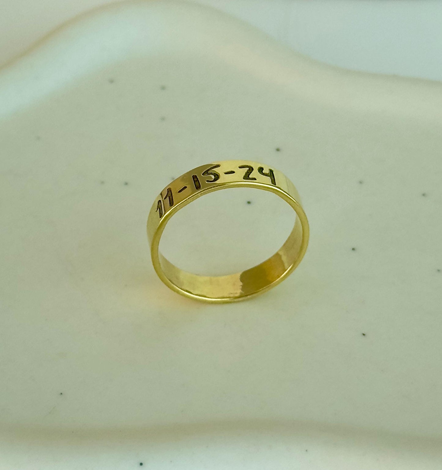 Custom Handwriting Date Ring: Engraved Sterling Silver Keepsake Memorial Jewelry Gift Wife Husband