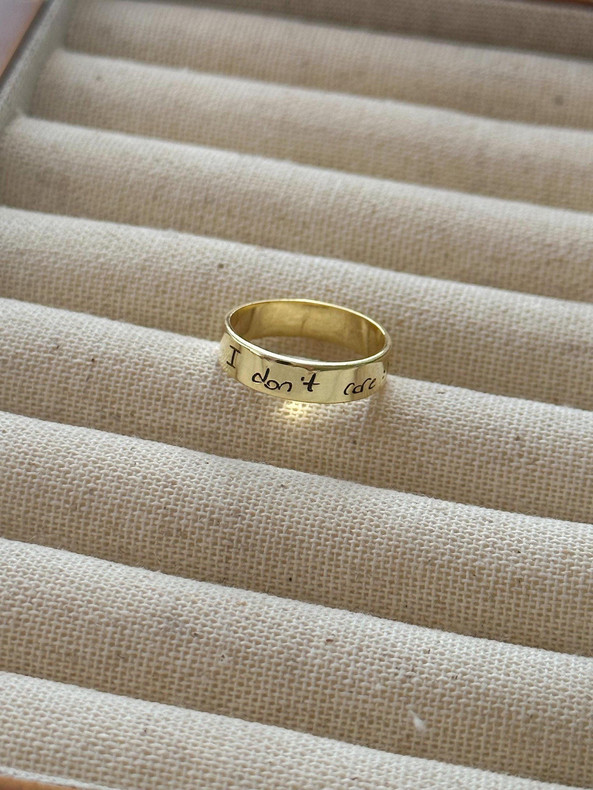 Custom Handwriting Date Ring: Engraved Sterling Silver Keepsake Memorial Jewelry Gift Wife Husband