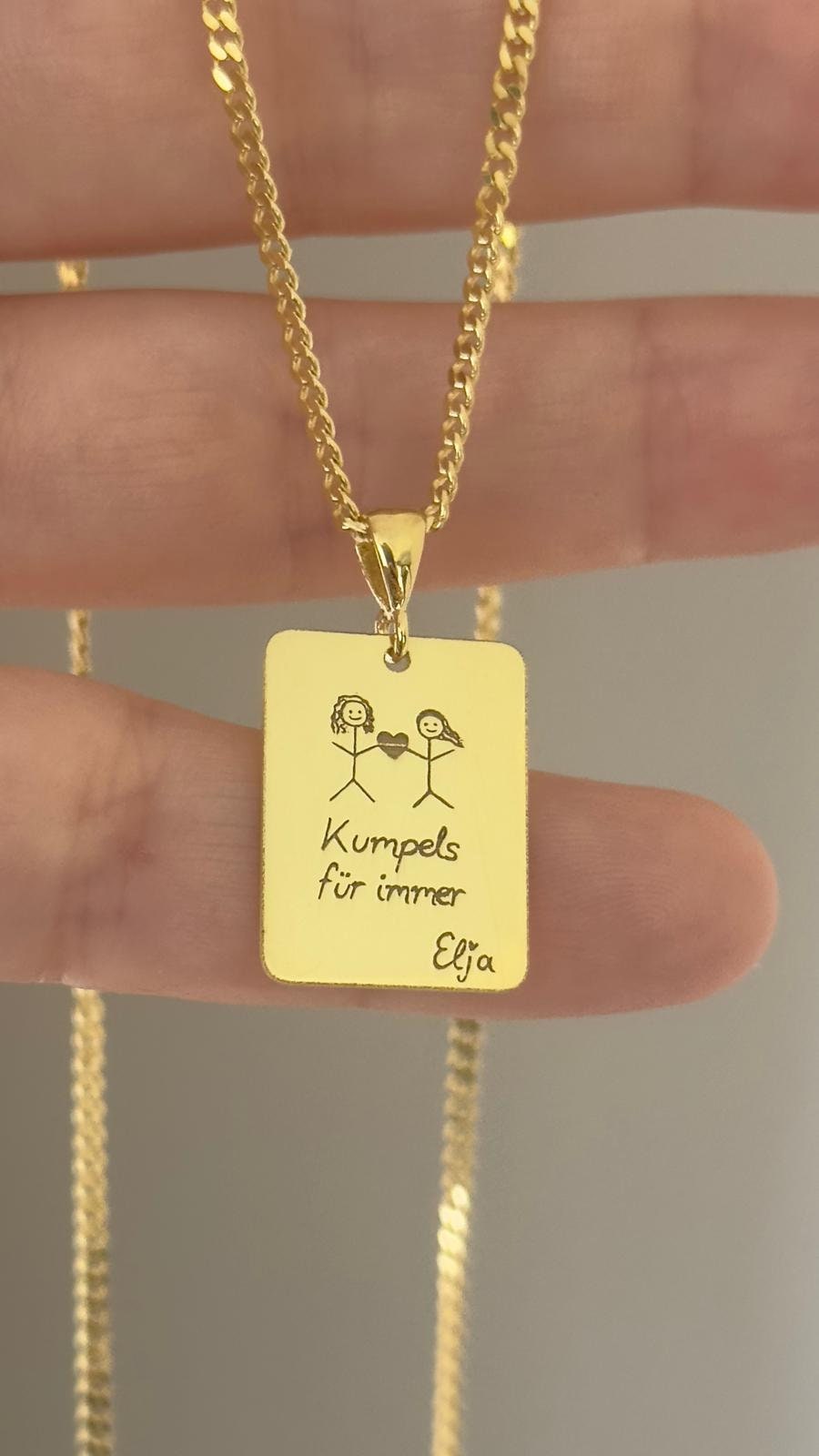 Custom Handwriting Necklace:  Engraved Pendant Signature Message Personalized Jewelry Gifts