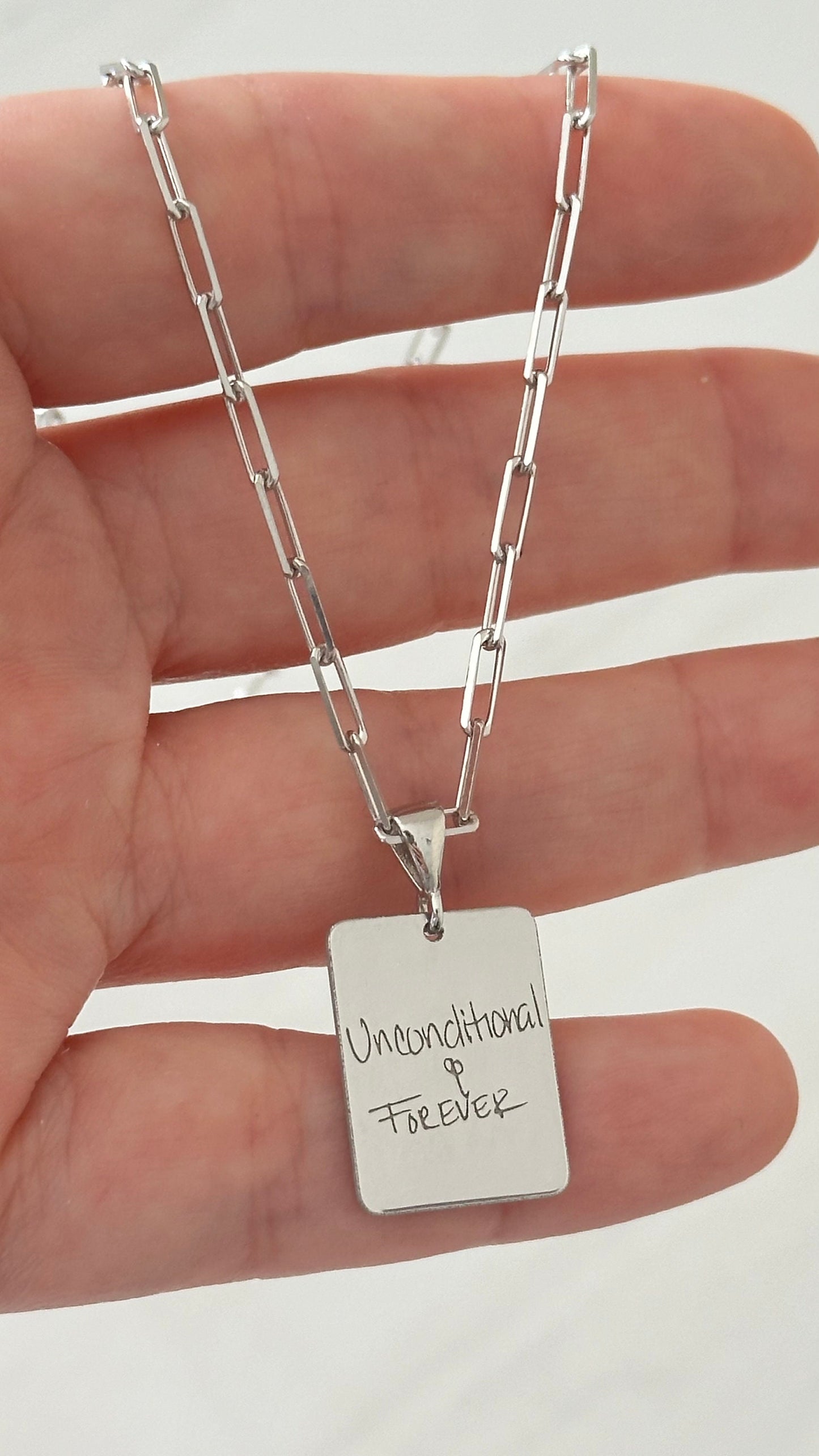 Custom Handwriting Necklace: 14k Gold Engraved Signature Pendant Personalized Keepsake Jewelry Memorial Gifts