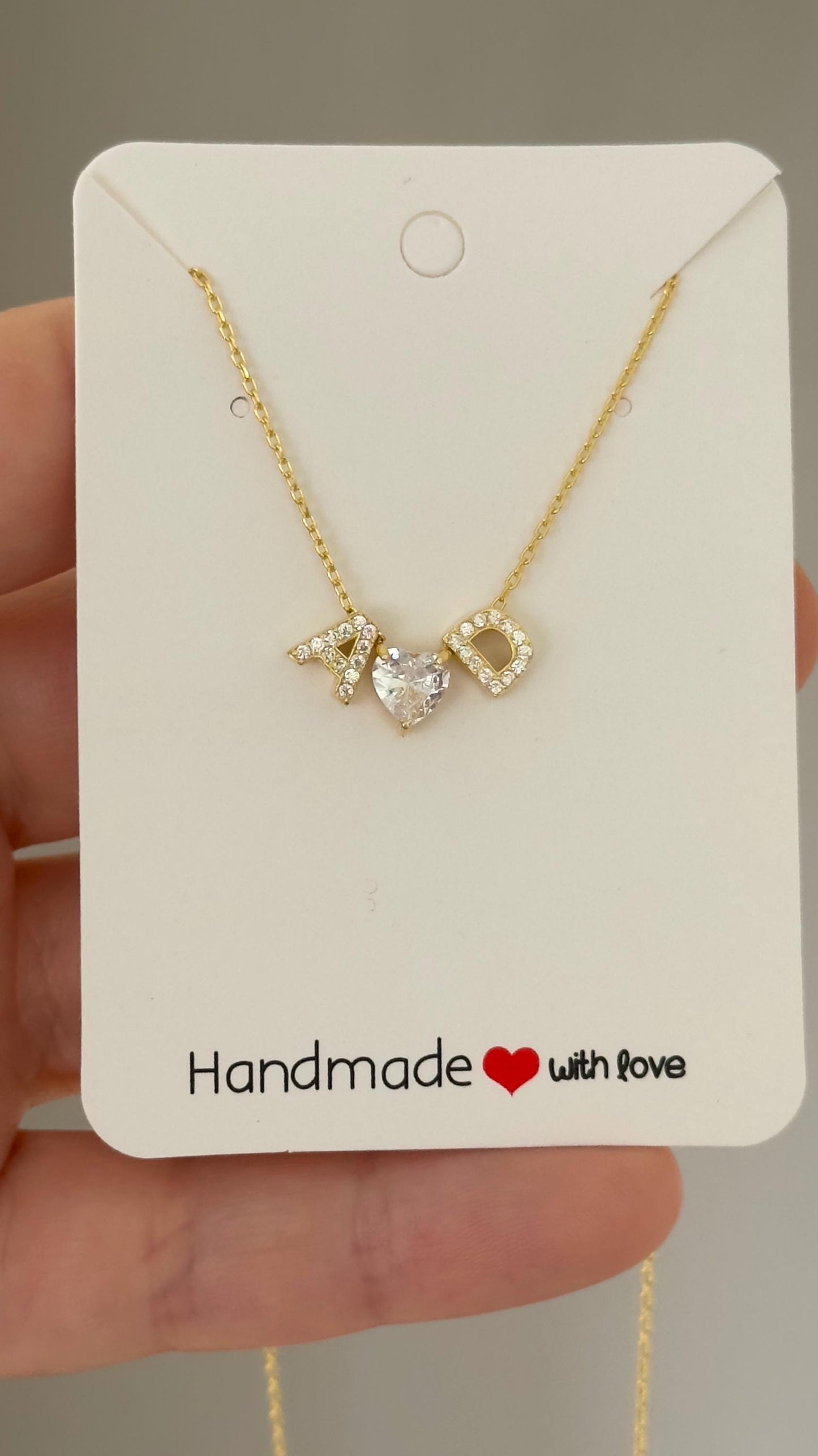 Custom Initial Heart Necklace: Minimalist CZ Diamond Pendant Personalized Jewelry Gifts