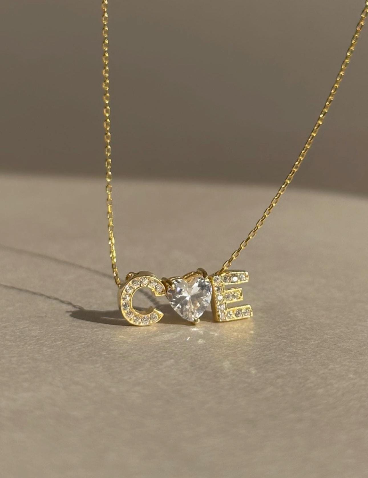 Custom Initial Heart Necklace: Minimalist CZ Diamond Pendant Personalized Jewelry Gifts