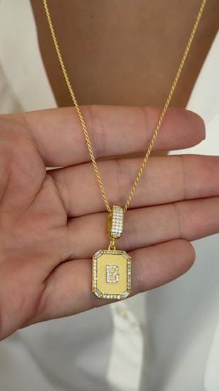 Custom Initial Necklace: Diamond Letter Pendant 14k Gold Personalized Jewelry 925 Sterling Silver