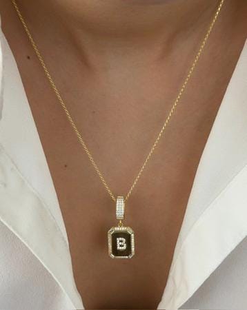 Custom Initial Necklace: Diamond Letter Pendant 14k Gold Personalized Jewelry 925 Sterling Silver