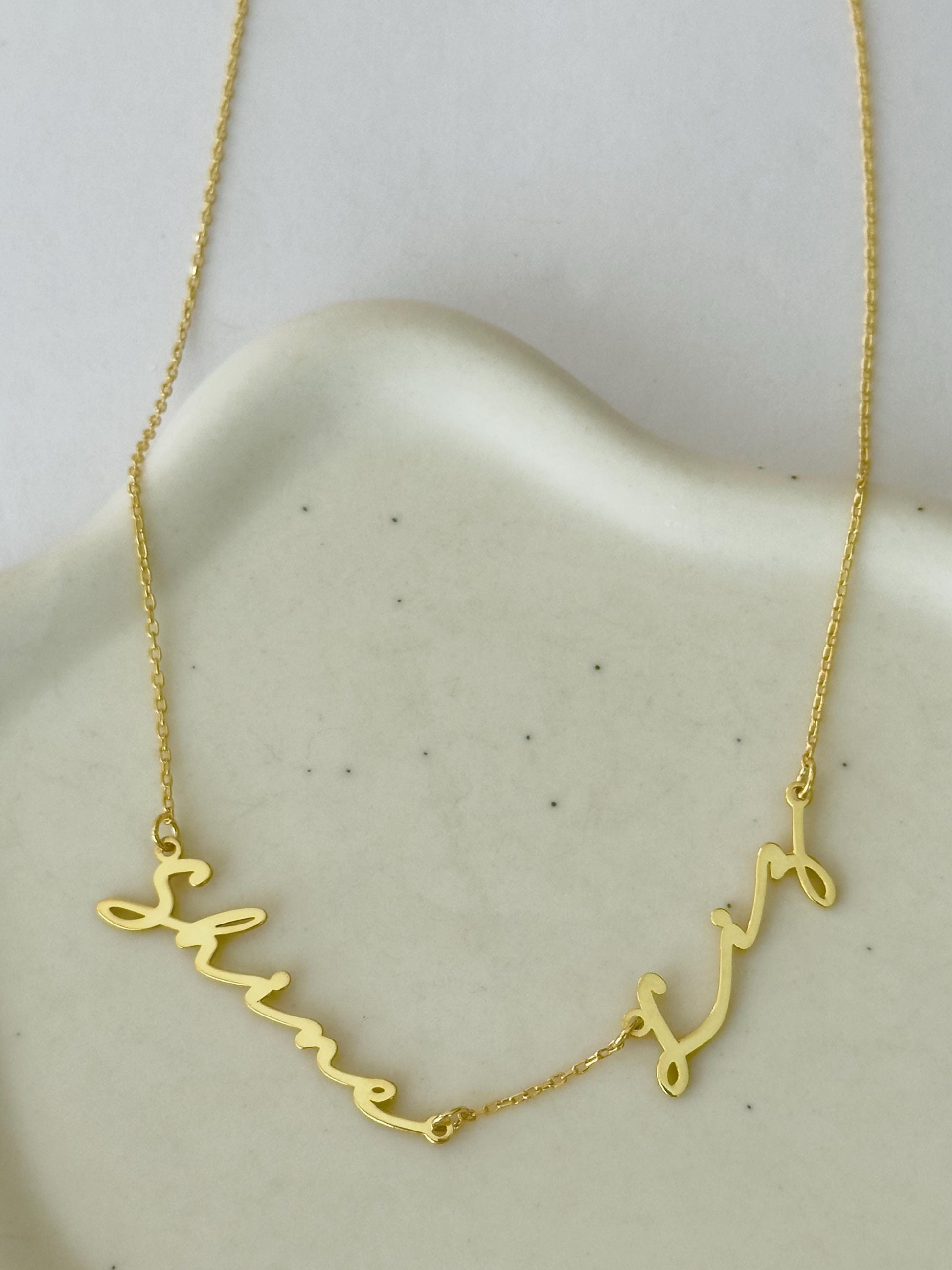 Custom 14K Gold Plated Name Necklace: Sterling Silver Family Jewelry