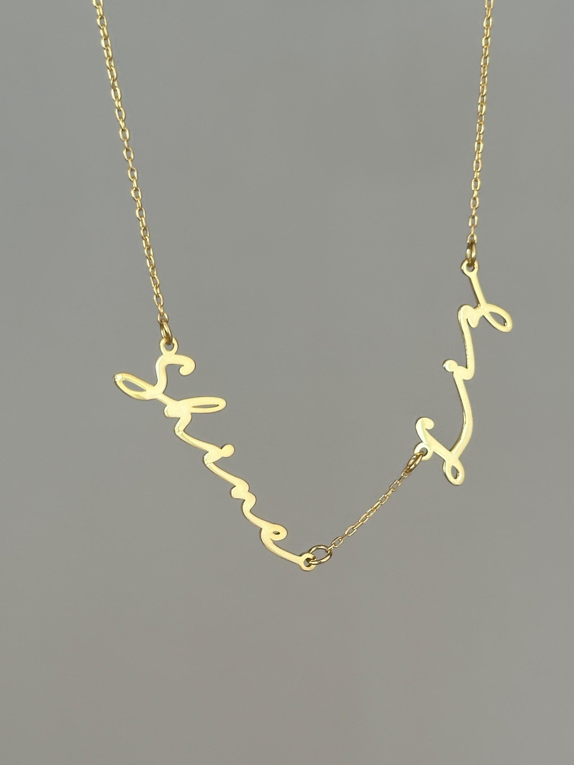 Custom 14K Gold Plated Name Necklace: Sterling Silver Family Jewelry