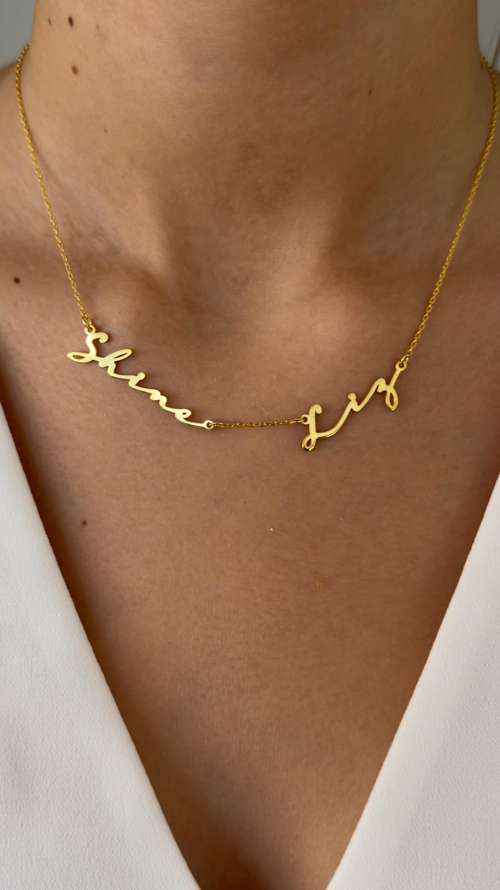Custom 14K Gold Plated Name Necklace: Sterling Silver Family Jewelry