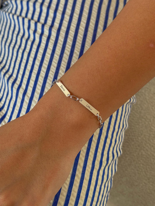 Custom multiple name bracelet on 4mm paperclip chain in gold, silver, and rose gold, Personalized gifts for Women and Men, 925 Sterling Silver, Handmade Couples Jewelry