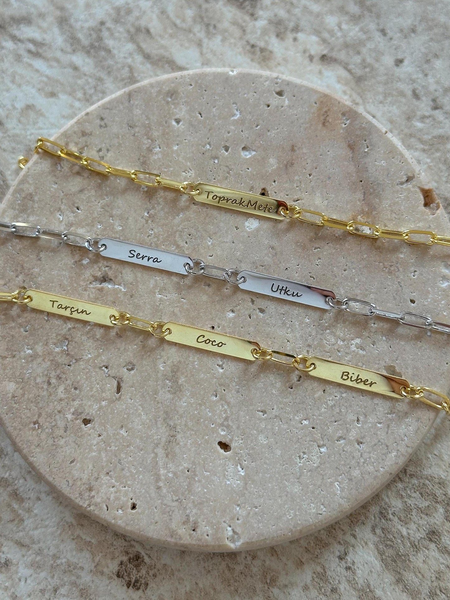 Custom Name Bracelet ‚Äì Engraved 925 Sterling Silver Gold Link Chain Personalized Jewelry Women Men