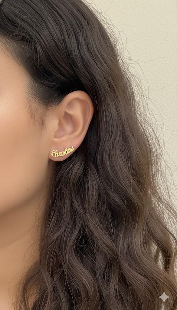 Personalized name earrings gift boxed, customized jewelry for her.