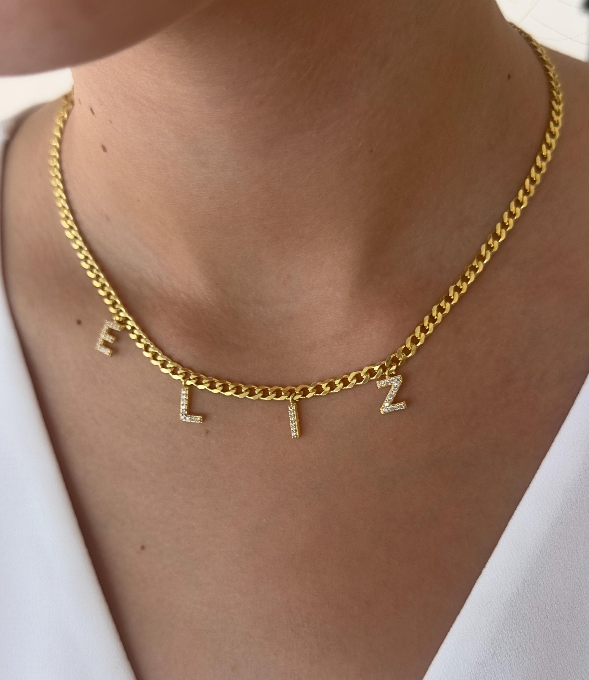 Custom Name Necklace: Diamond Initial Letter Pendant, Sterling Silver Personalized Jewelry Gifts