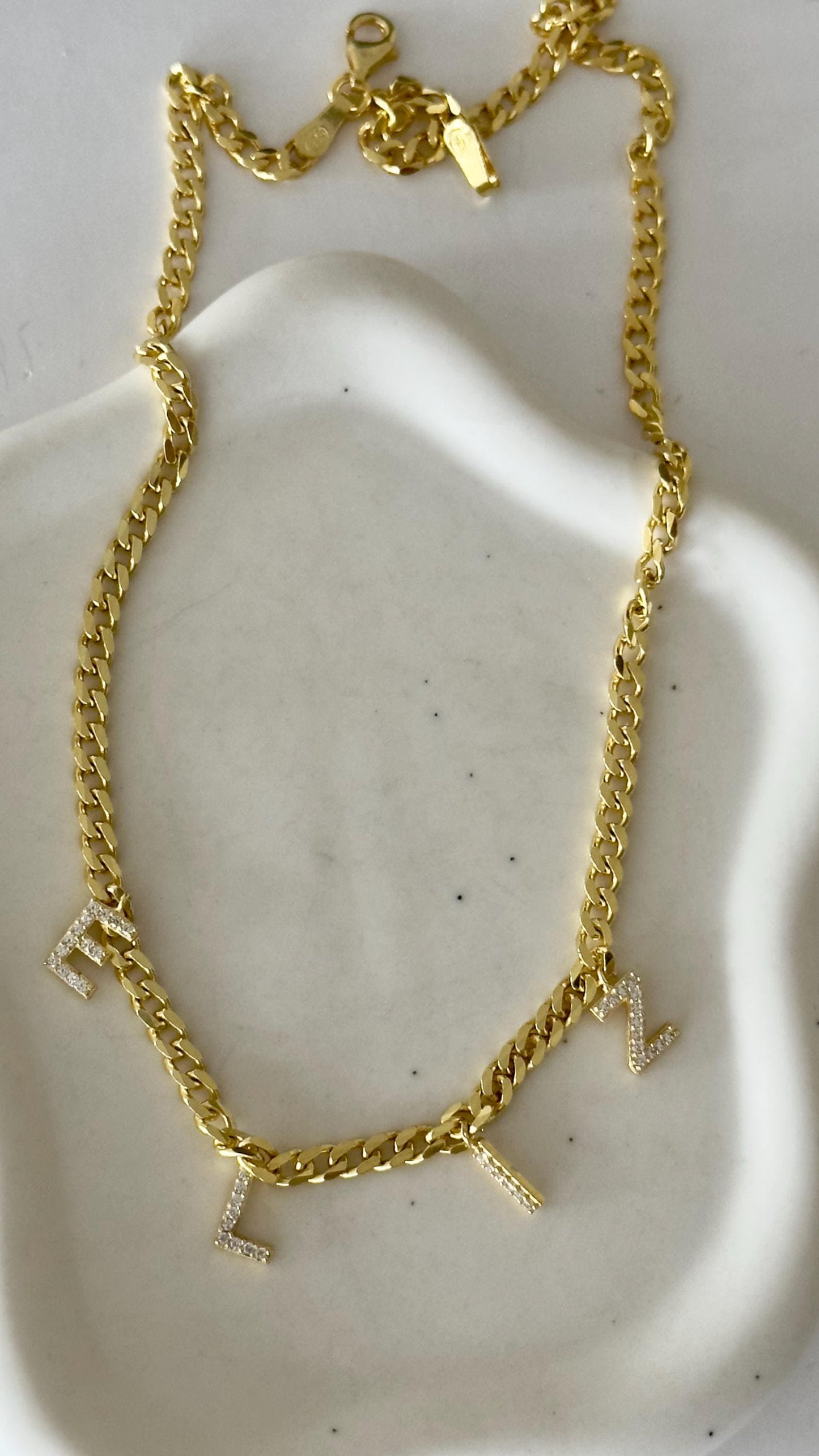 Custom Name Necklace: Diamond Initial Letter Pendant, Sterling Silver Personalized Jewelry Gifts