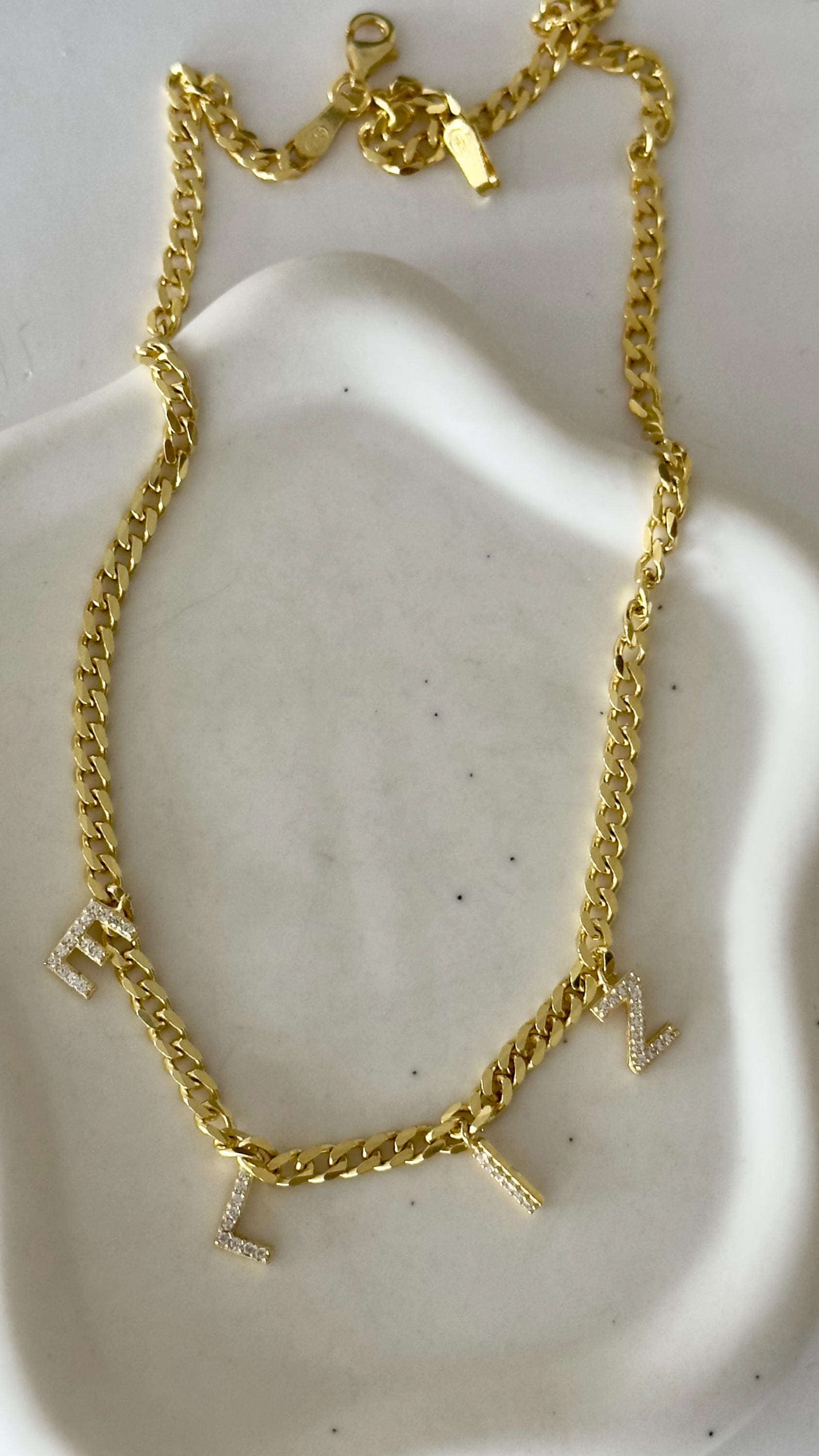 Custom Name Necklace: Diamond Initial Letter Pendant, Sterling Silver Personalized Jewelry Gifts