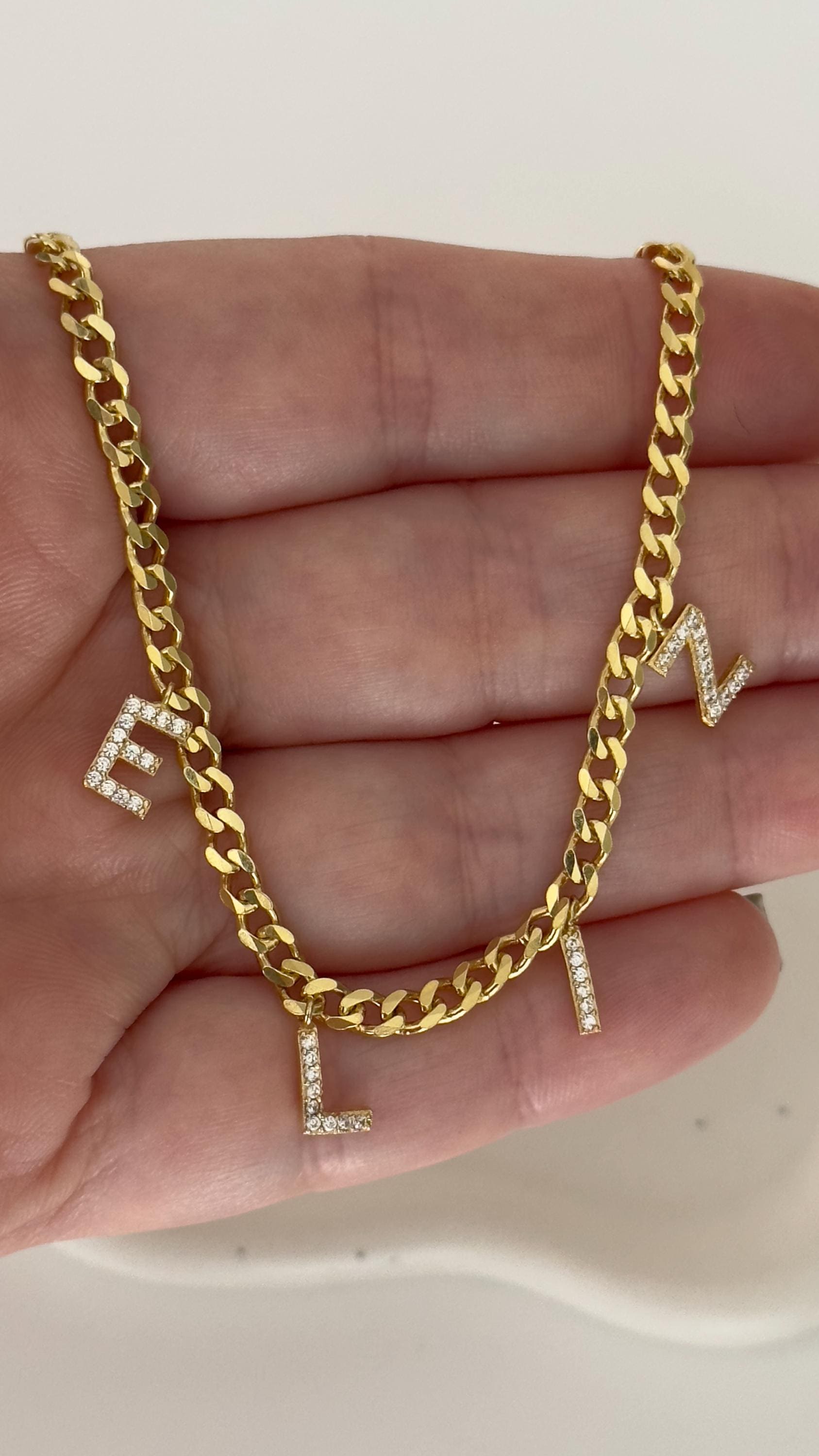 Custom Name Necklace: Diamond Initial Letter Pendant, Sterling Silver Personalized Jewelry Gifts