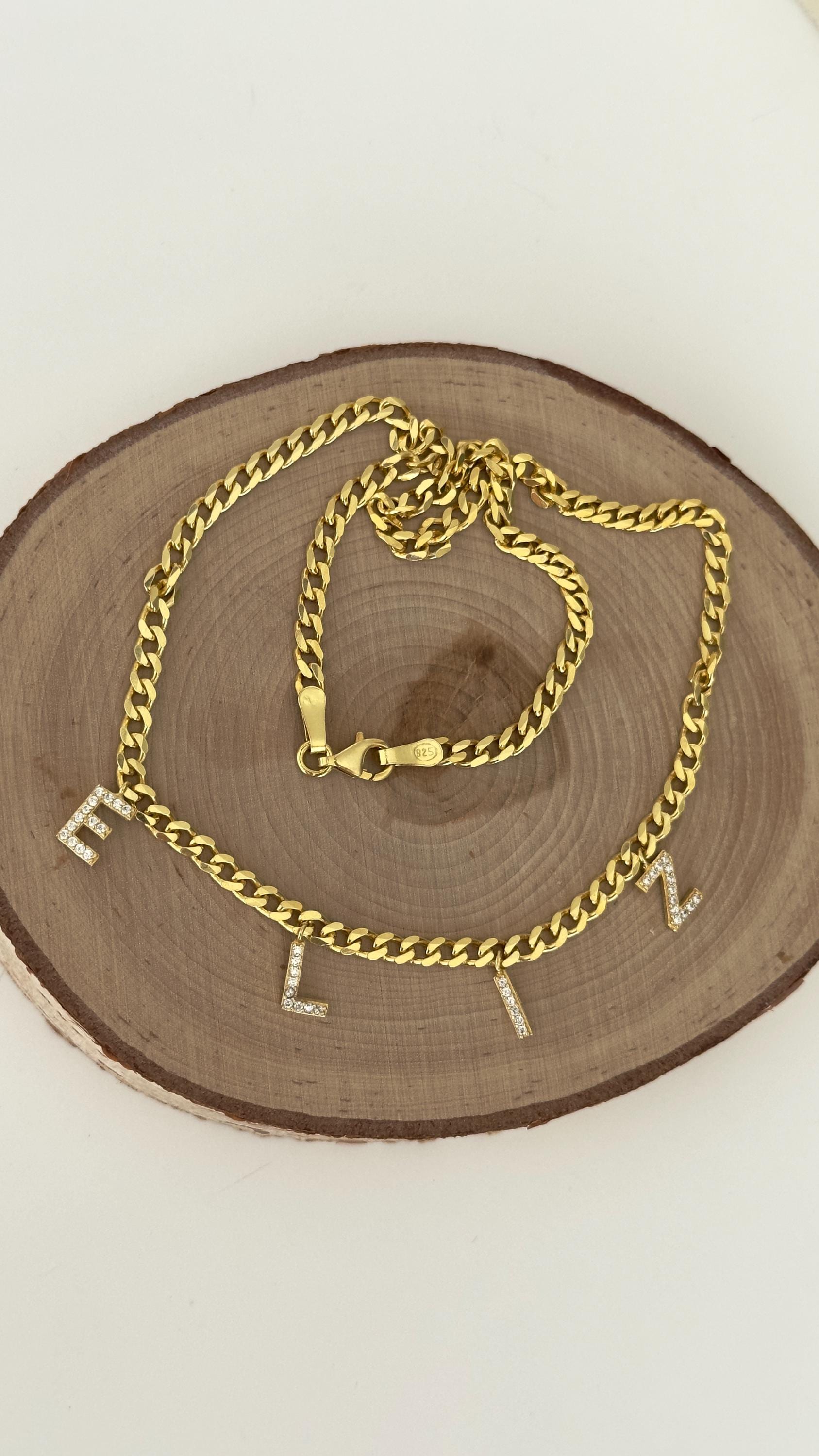 Custom Name Necklace: Diamond Initial Letter Pendant, Sterling Silver Personalized Jewelry Gifts