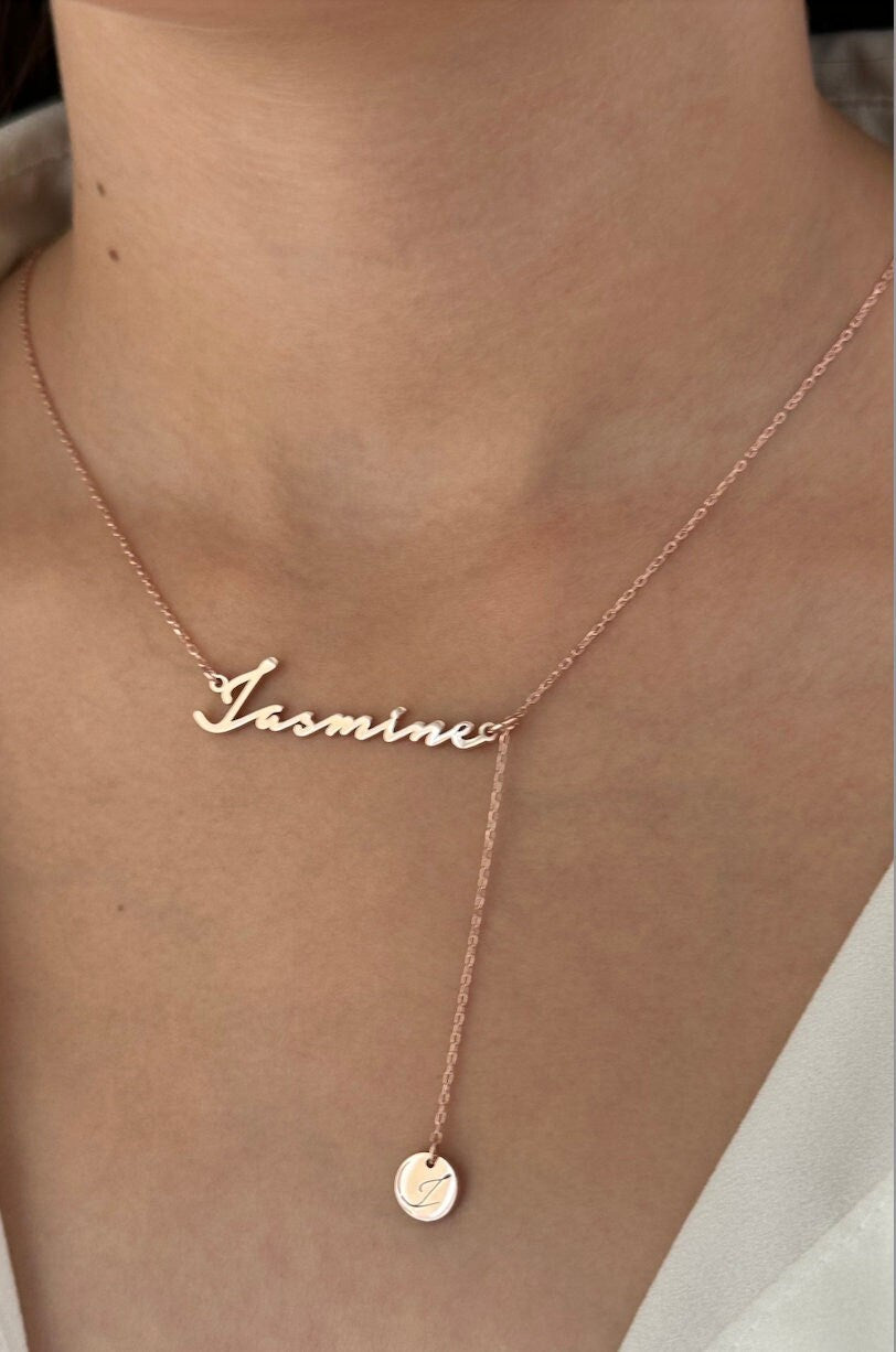 Custom Name Necklace: Drop Initial Pendant 925 Sterling Silver Personalized Jewelry Gifts
