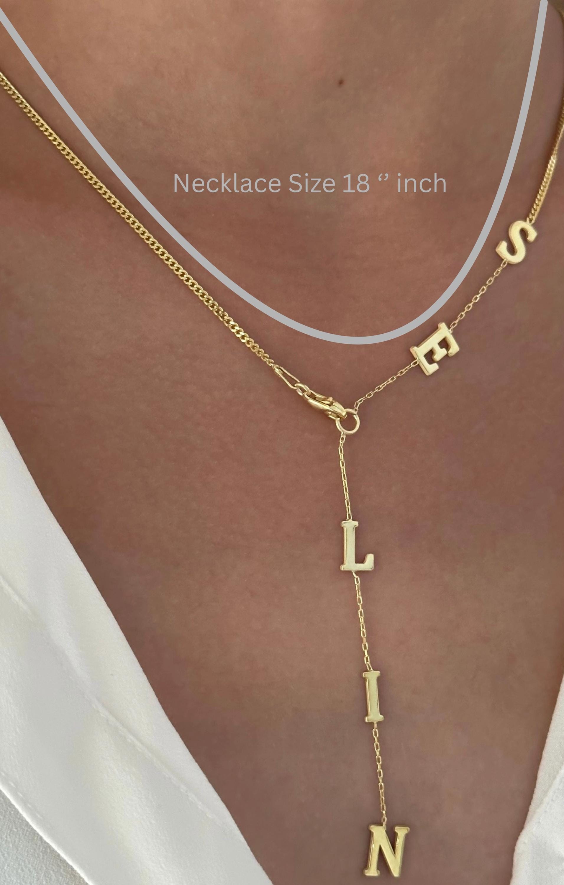 Custom Name Necklace, Lariat Y Drop Necklace, Initial Necklace Gift for Her, Dainty Letter Necklace, Personalized Jewelry