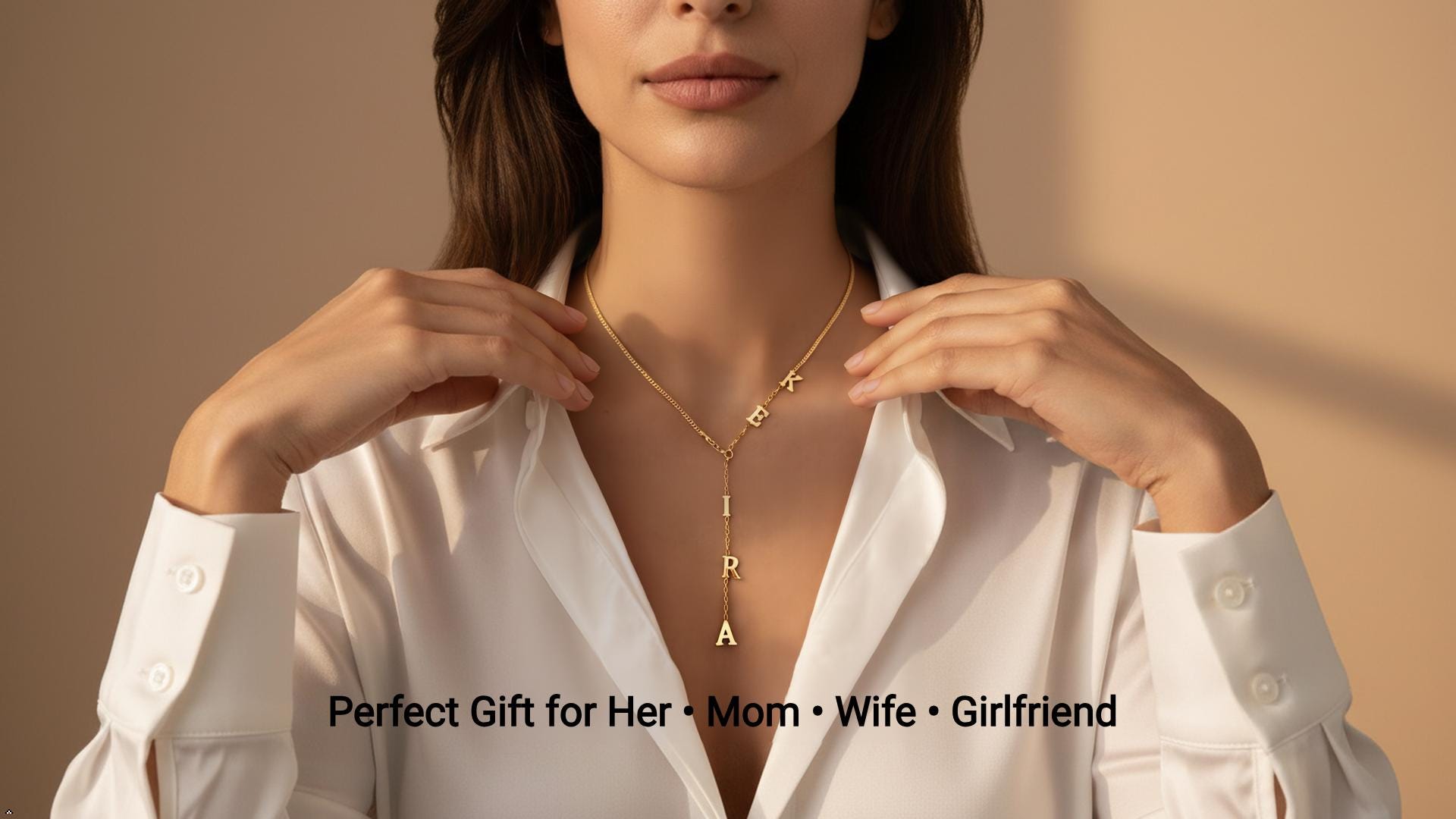 Custom Name Necklace, Lariat Y Drop Necklace, Initial Necklace Gift for Her, Dainty Letter Necklace, Personalized Jewelry