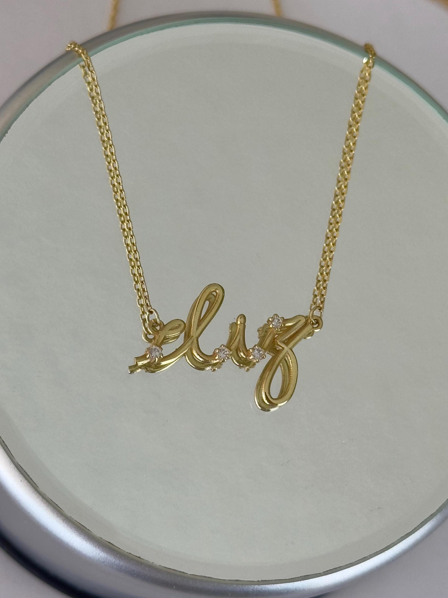 Custom Name Necklace: Signature Handwriting Solitaire Diamond Pendant, Personalized Jewelry Gift