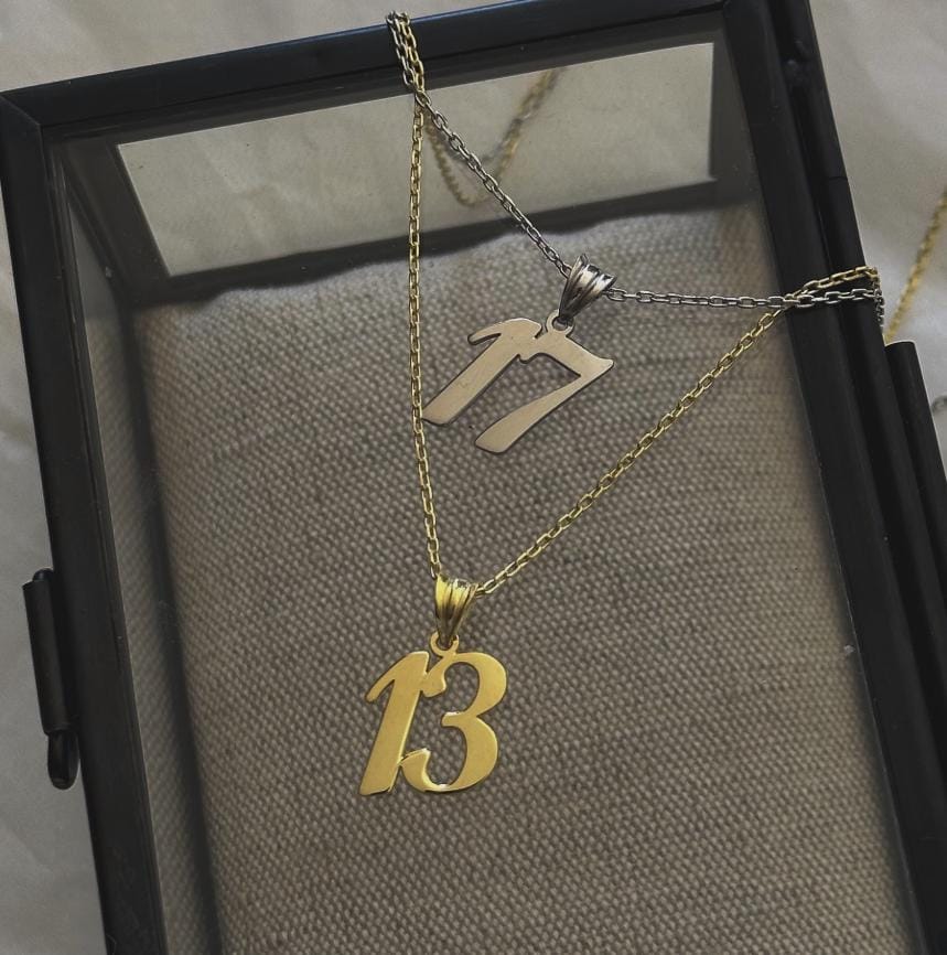 Custom Number Necklace Gold, Number Charm, Number Pendant, Personalized Jewelry for Women Men, Date Necklace, Sterling Silver Number Jewelry