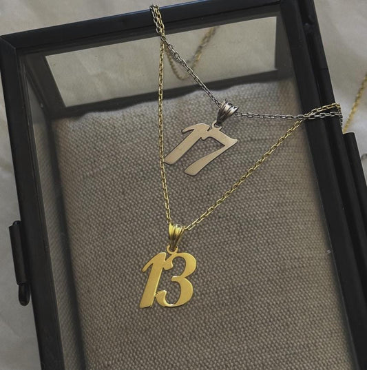 Custom Number Necklace Gold, Number Charm, Number Pendant, Personalized Jewelry for Women Men, Date Necklace, Sterling Silver Number Jewelry