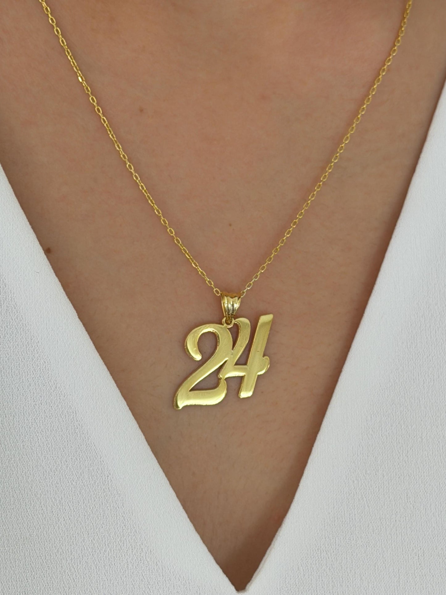 925 sterling silver number necklace with gold plating
