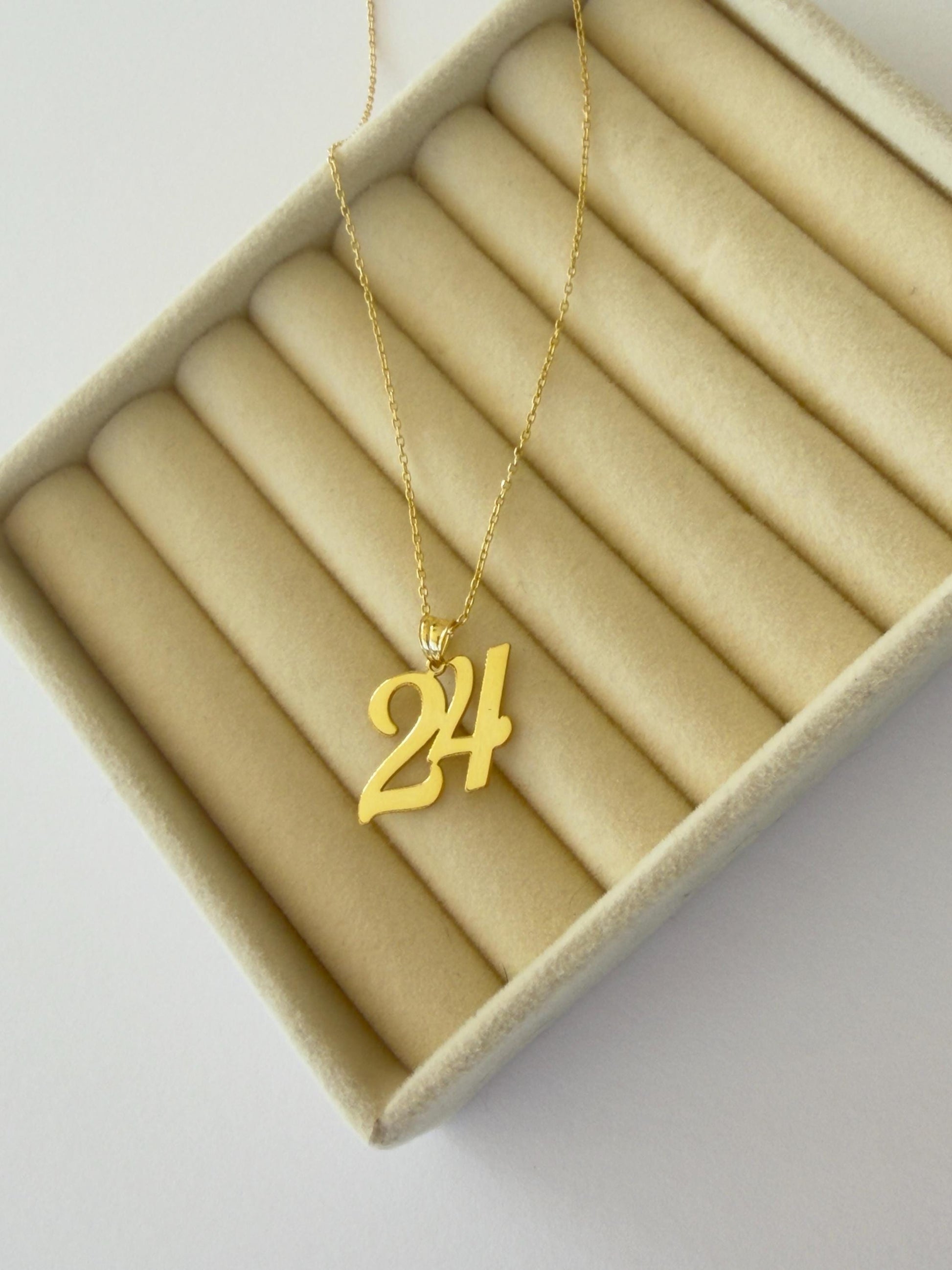 Custom Number Pendant Necklace: Sterling Silver, Gold Plated Personalized Date Jewelry