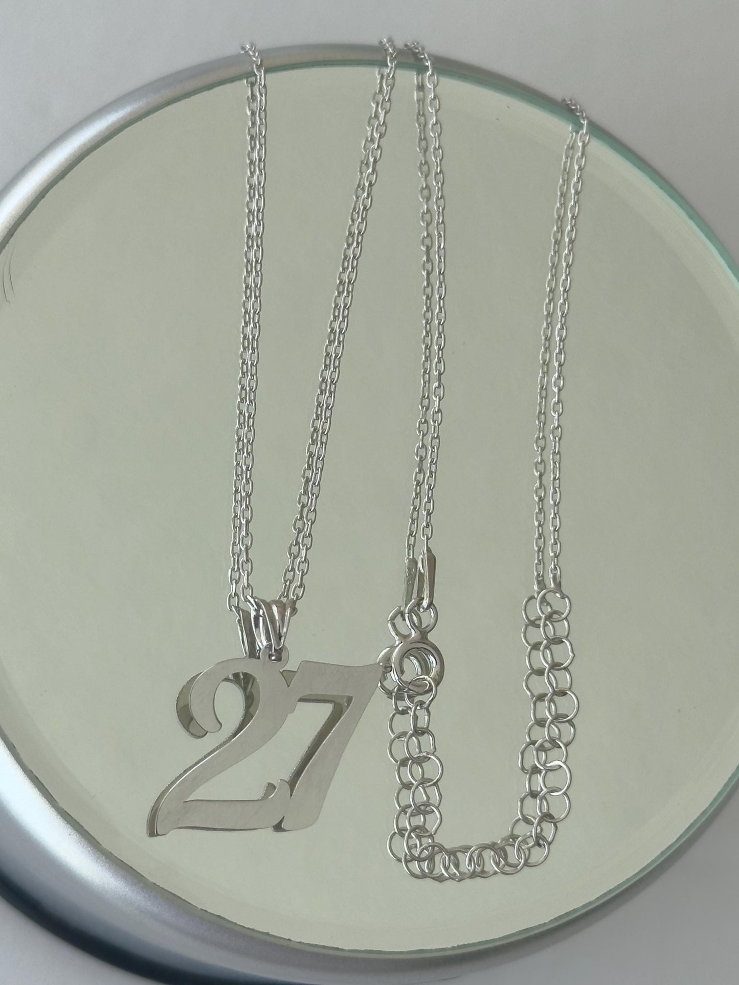 Custom Number Pendant Necklace: Sterling Silver, Gold Plated Personalized Date Jewelry