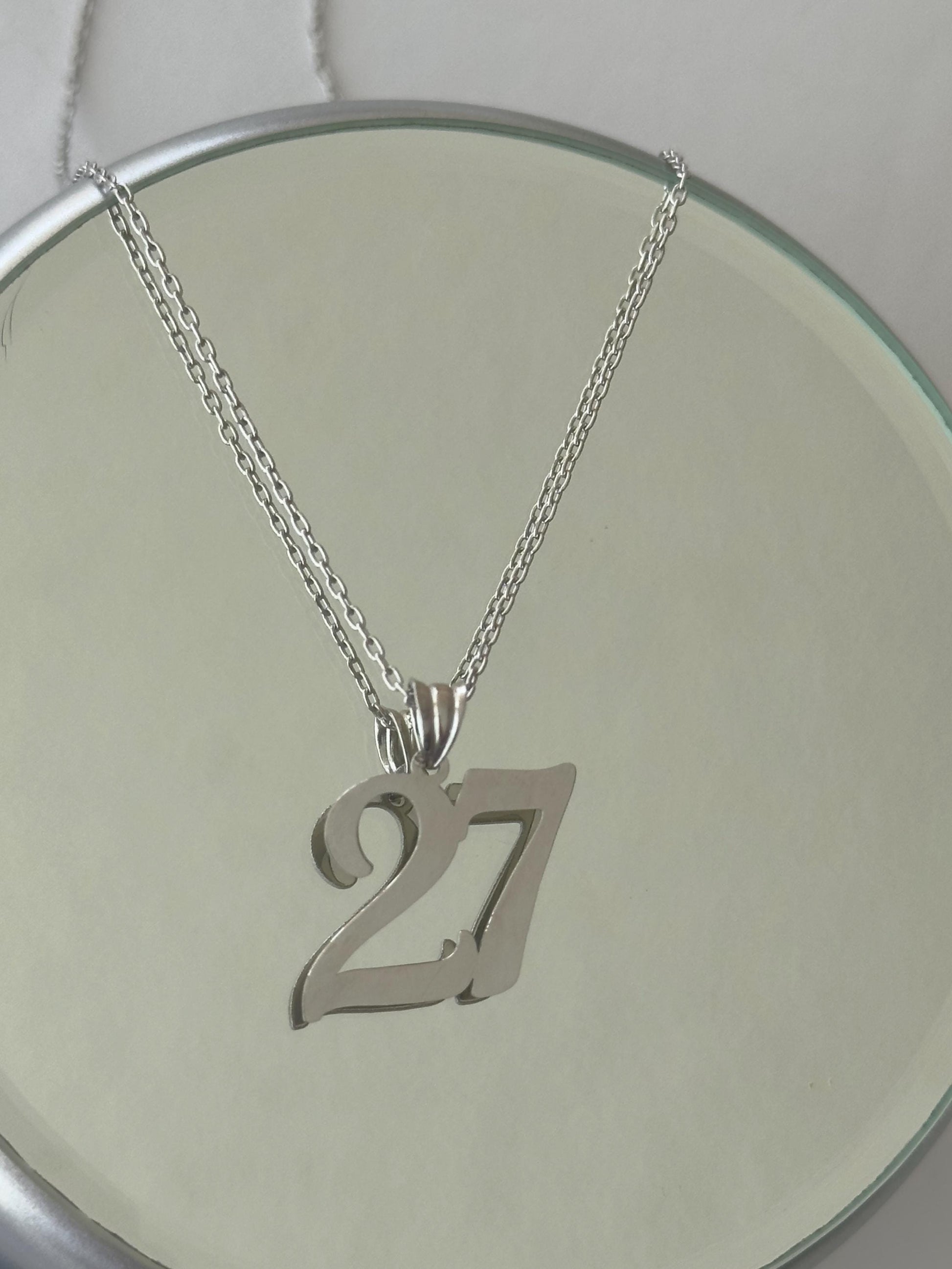 Custom Number Pendant Necklace: Sterling Silver, Gold Plated Personalized Date Jewelry