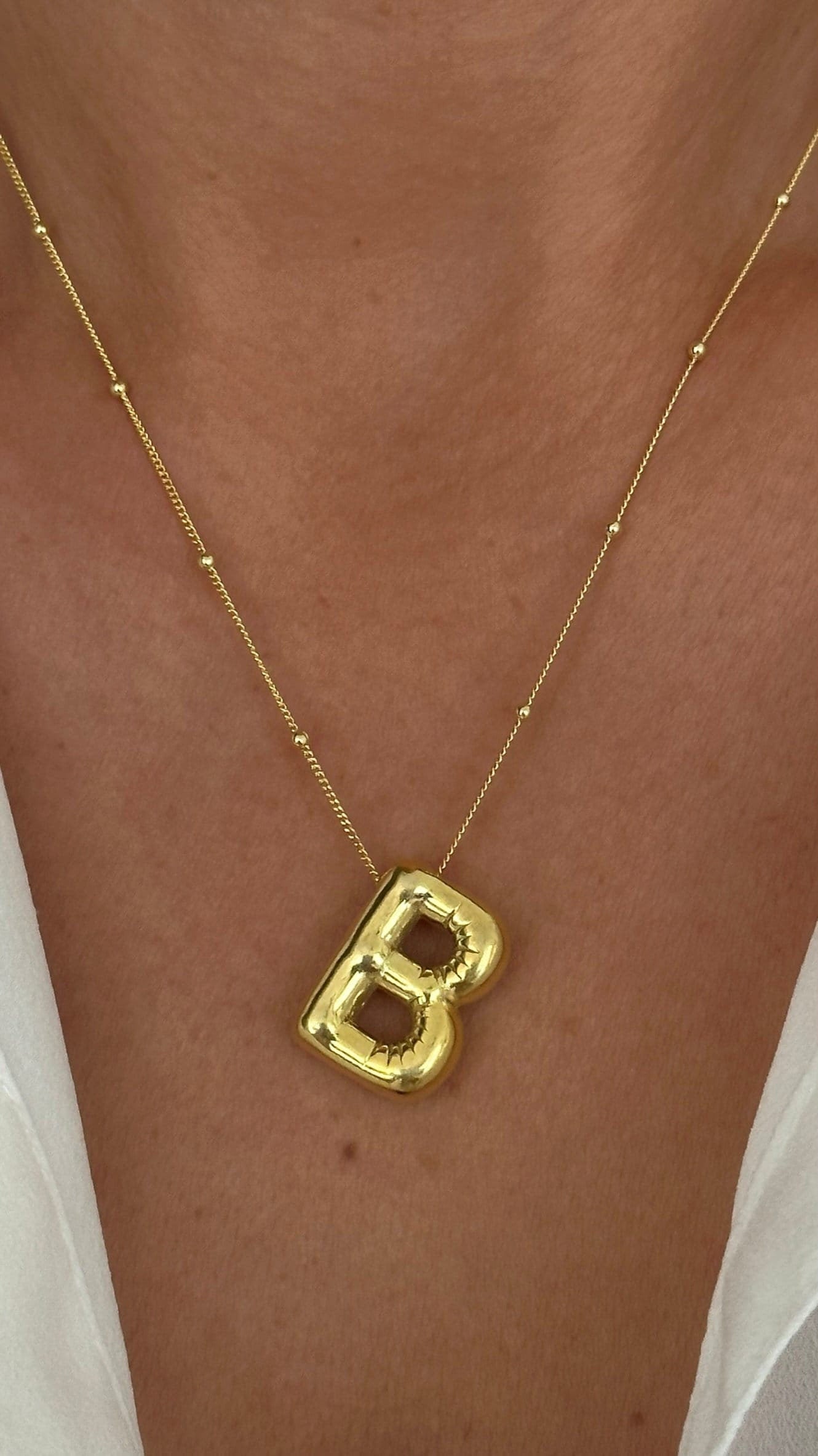3D Sterling Silver Balloon Letter Necklace: Puffed Custom Initial Pendant personalized Jewelry Gifts