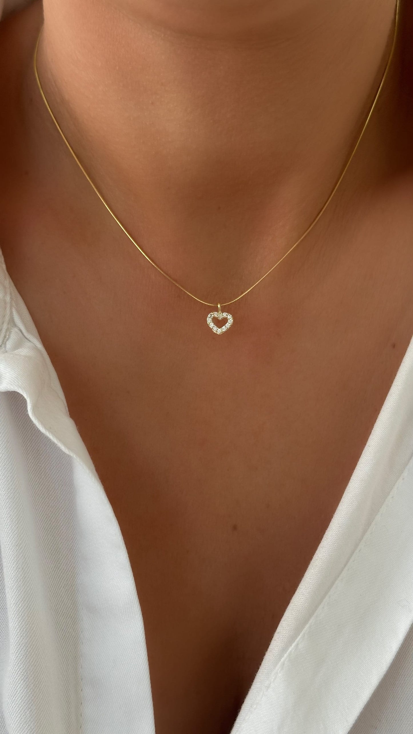 Dainty Diamond Heart Necklace: CZ Diamond Pendant Sterling Silver Minimalist Layering Jewelry
