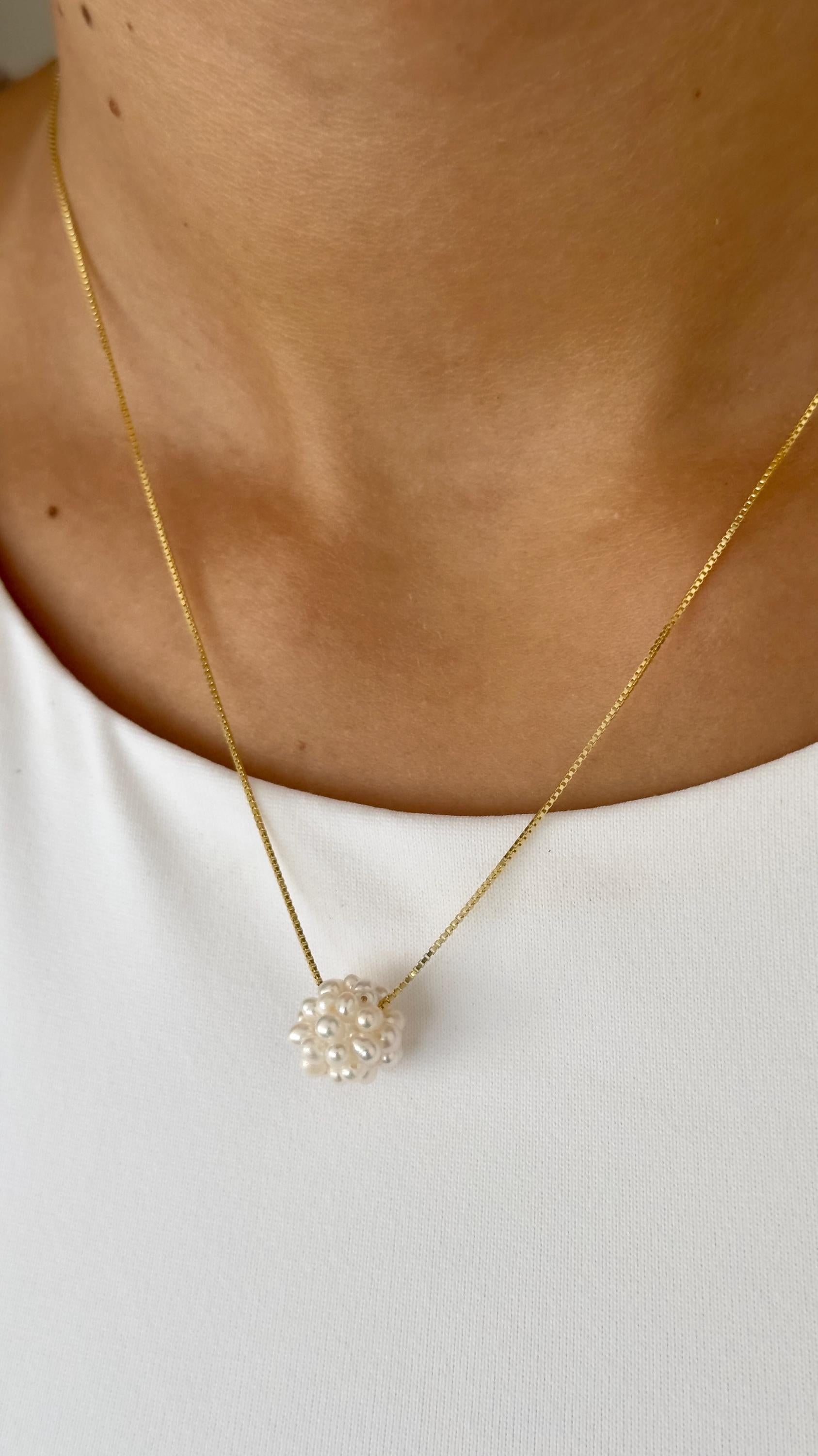 Dainty Freshwater Pearl Necklace: Sterling Silver Minimalist Pendant 14k Gold Plated Wedding Jewelry