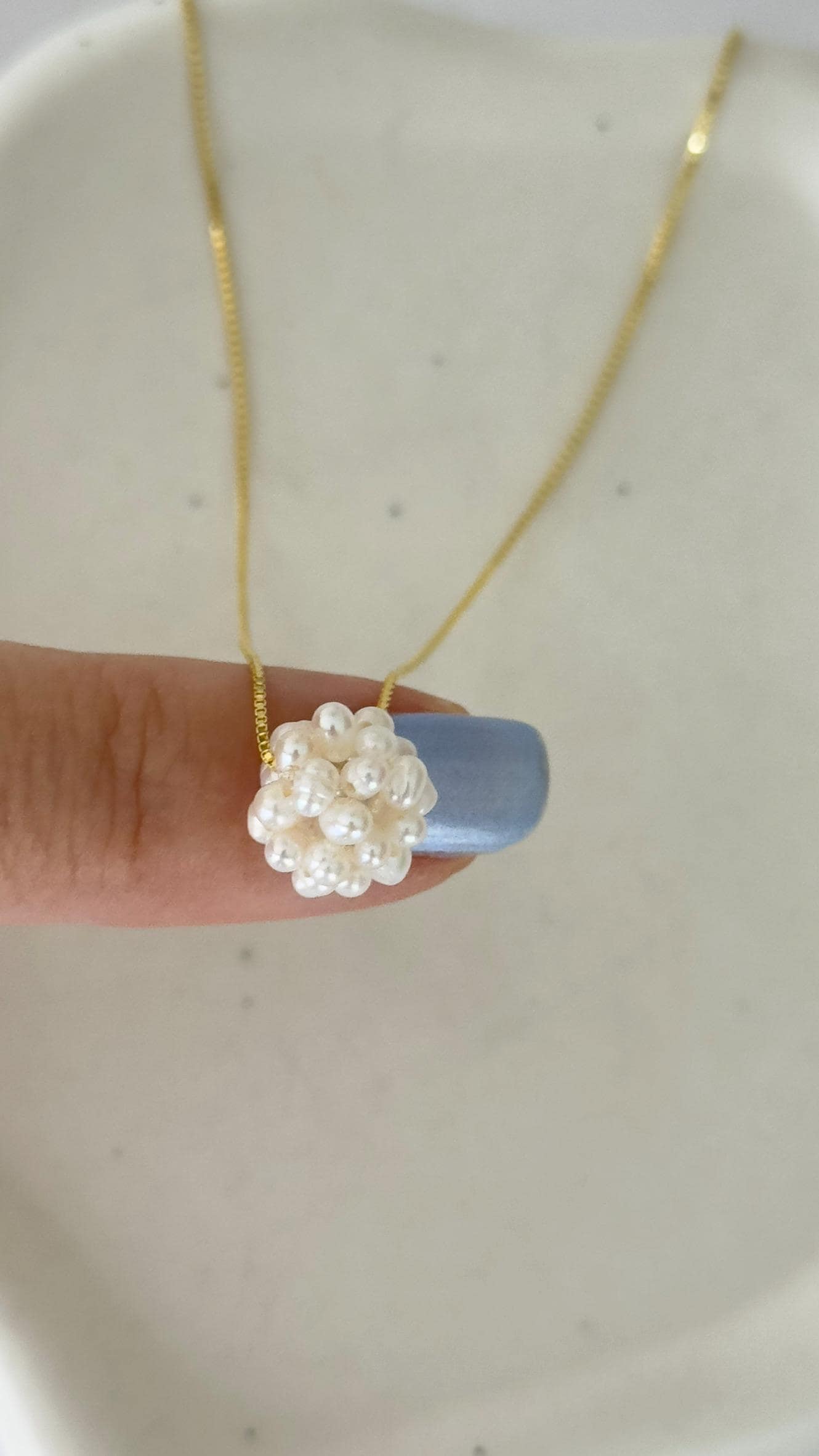 Dainty Freshwater Pearl Necklace: Sterling Silver Minimalist Pendant 14k Gold Plated Wedding Jewelry