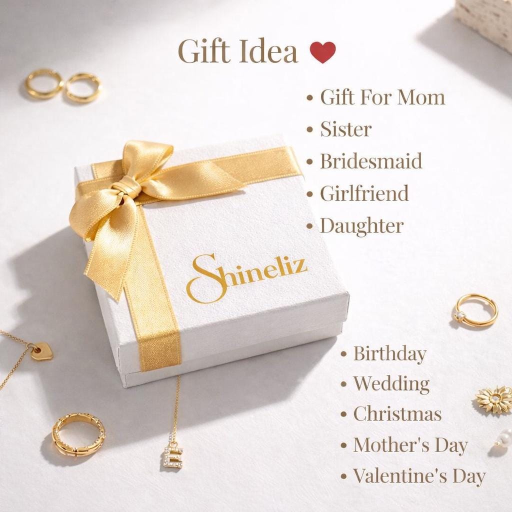 Shineliz jewelry gift box with gold ribbon, gift ready personalized necklace packaging perfect for birthday, Christmas and Mother‚Äôs Day