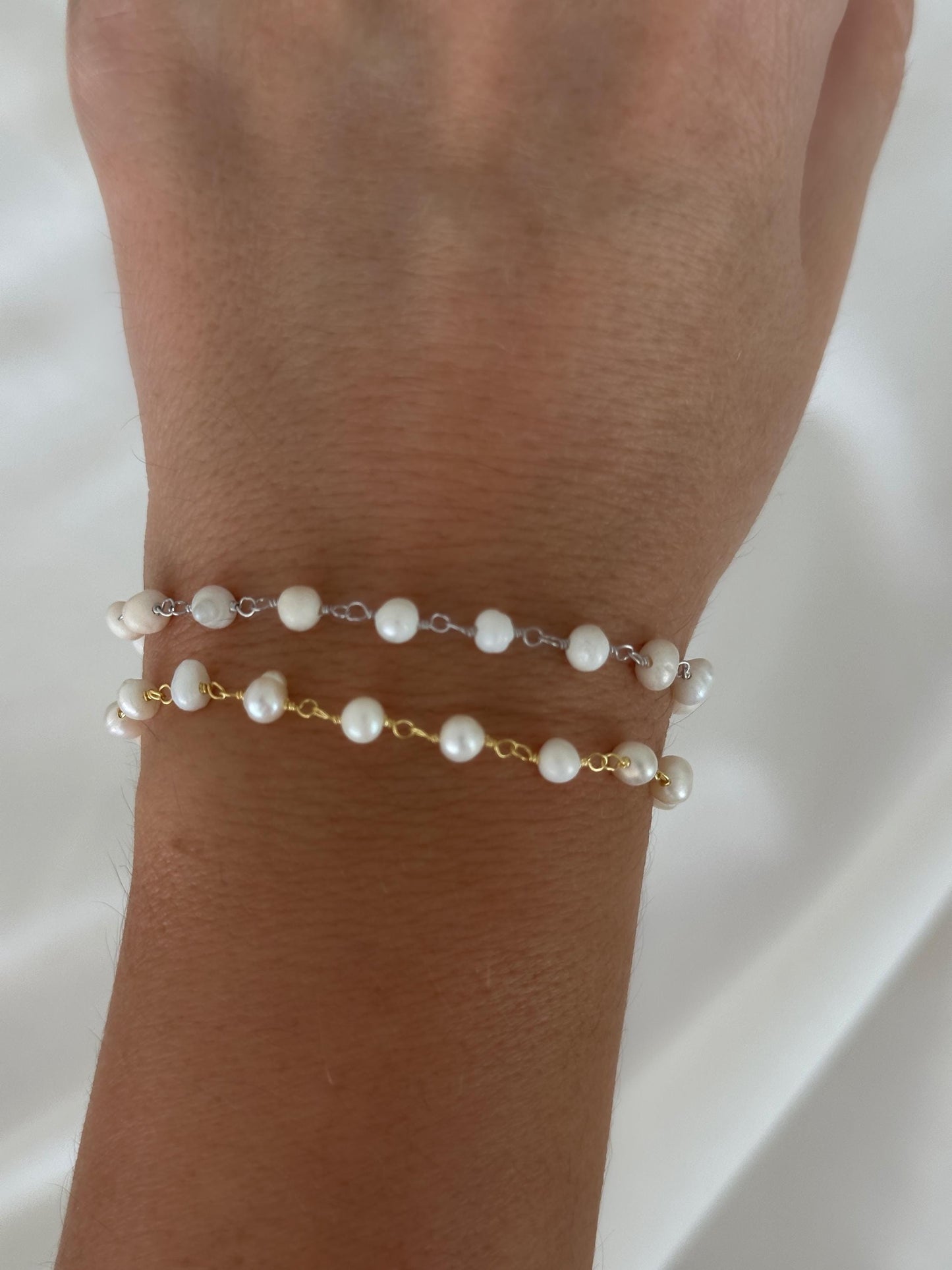 Dainty Pearl Bracelet - 925 Sterling Silver, Freshwater Pearls, Wedding Jewelry Bridesmaid Gift