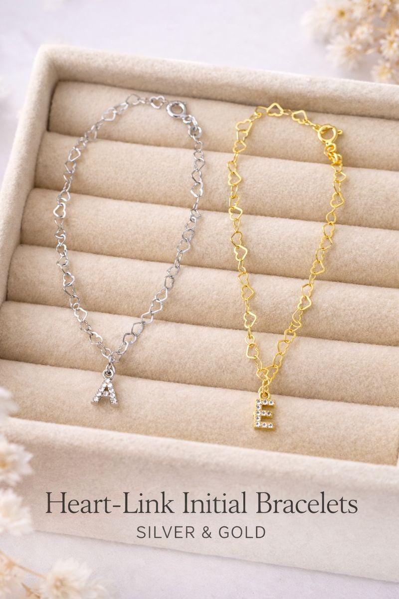 Gold initial bracelet worn as stylish stacking jewelry
